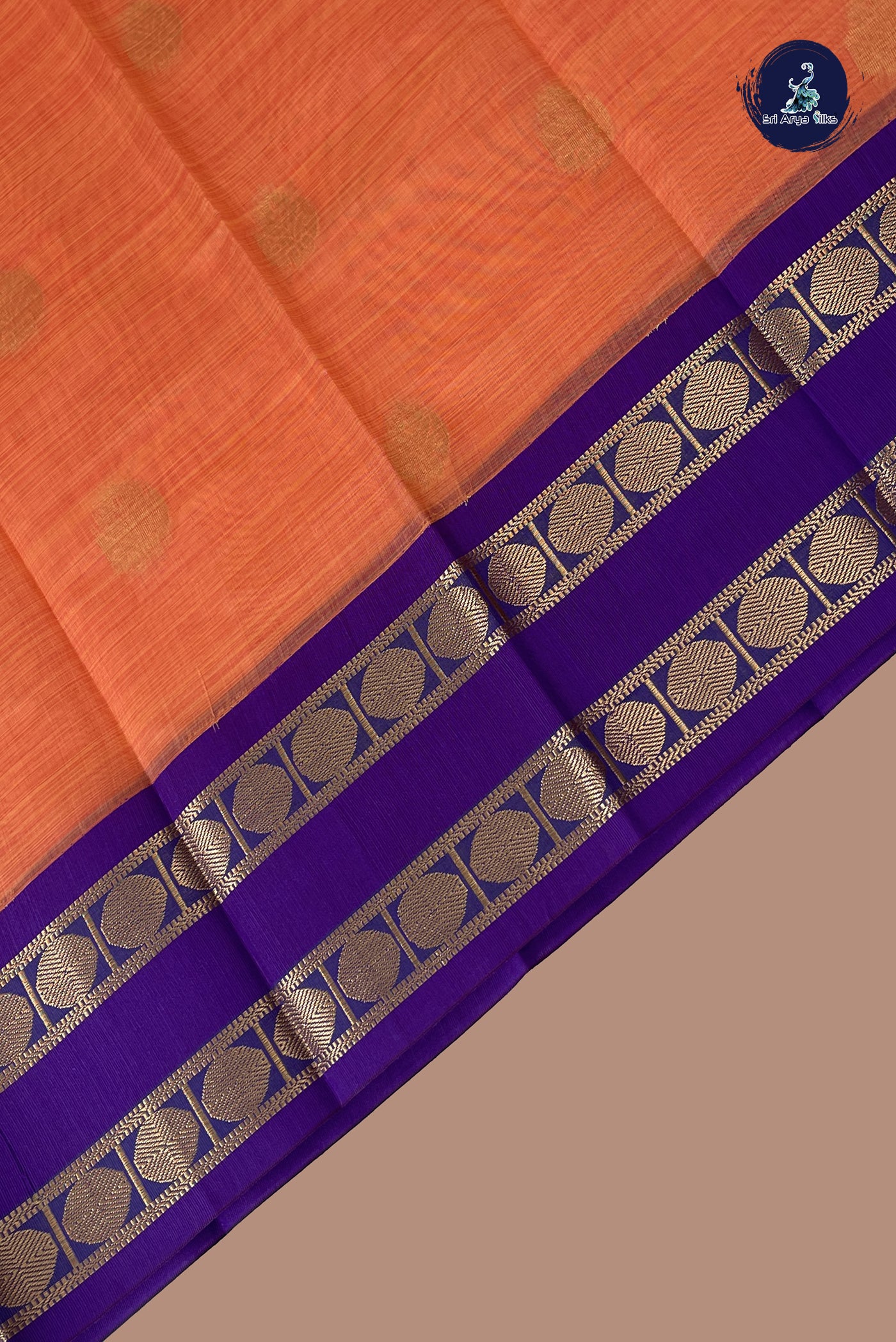 Peach Budget Semi Silk Cotton Saree With Zari Buttas Pattern