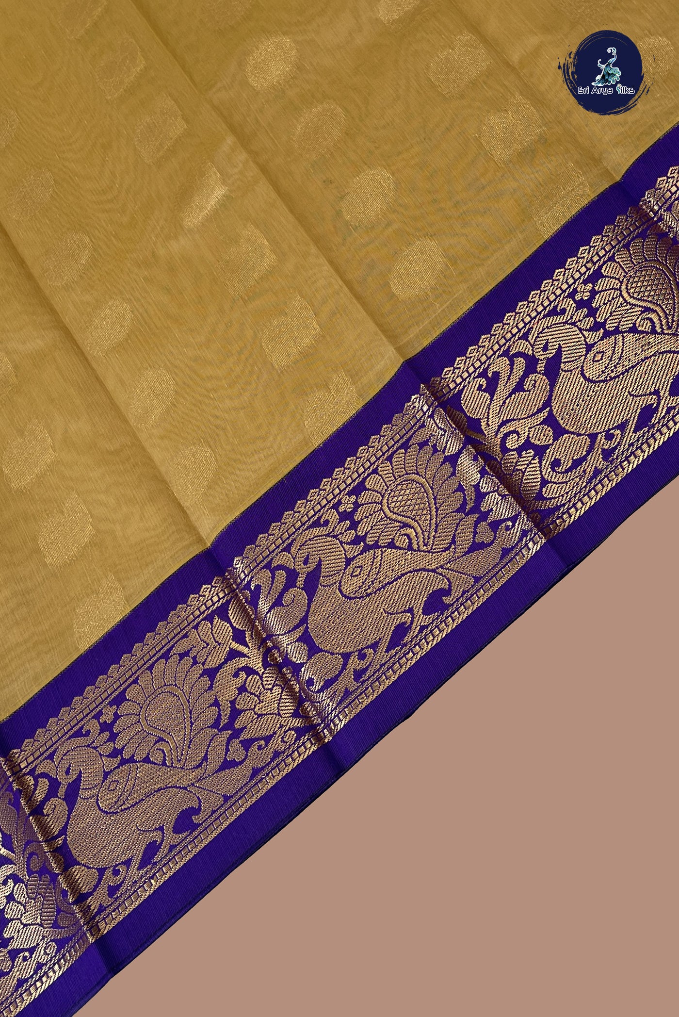 Beige Budget Semi Silk Cotton Saree With Zari Buttas Pattern