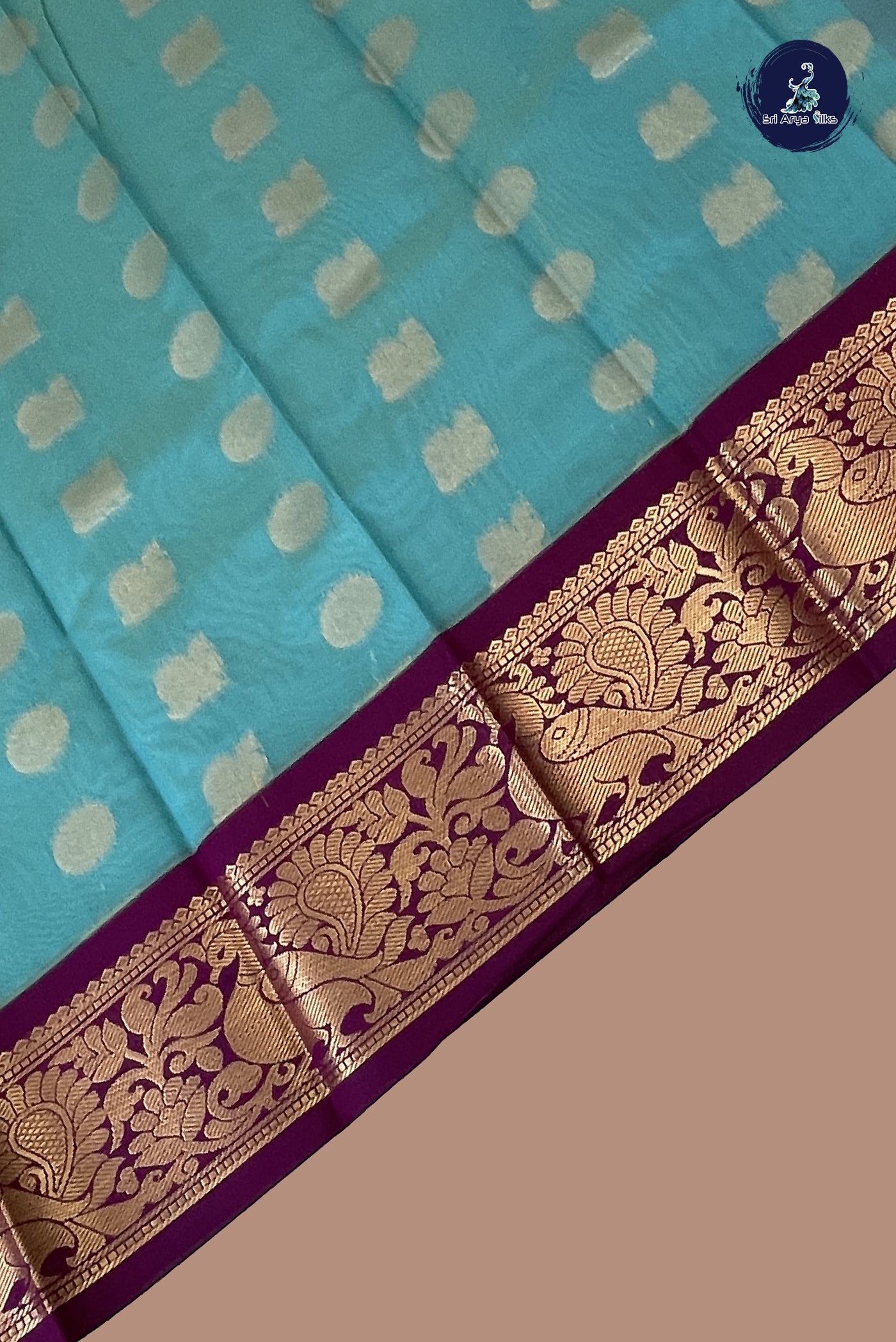 Blue Budget Semi Silk Cotton Saree With Zari Buttas Pattern