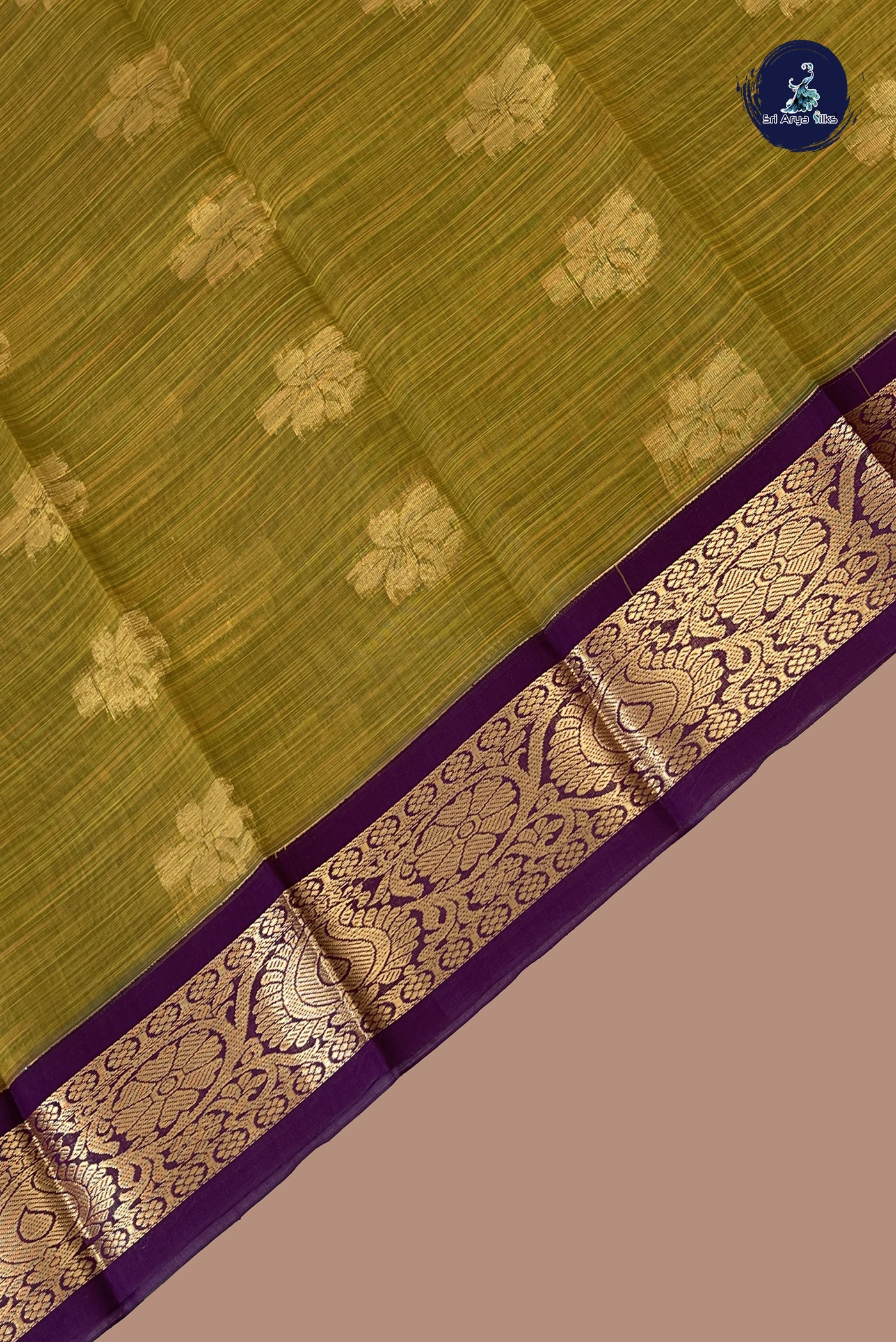 Mehendi Green Budget Semi Silk Cotton Saree With Zari Buttas Pattern