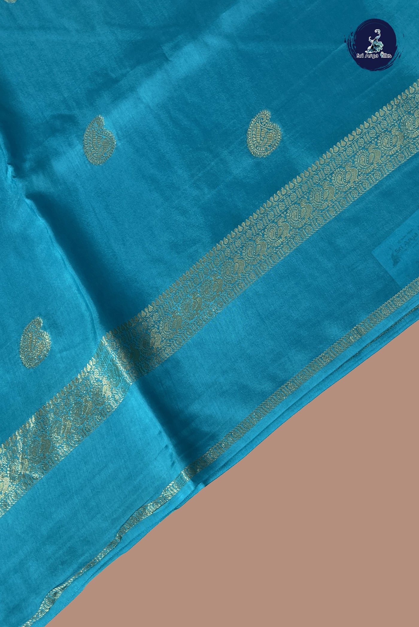 Blue Semi Banarasi Saree With Zari Buttas Pattern