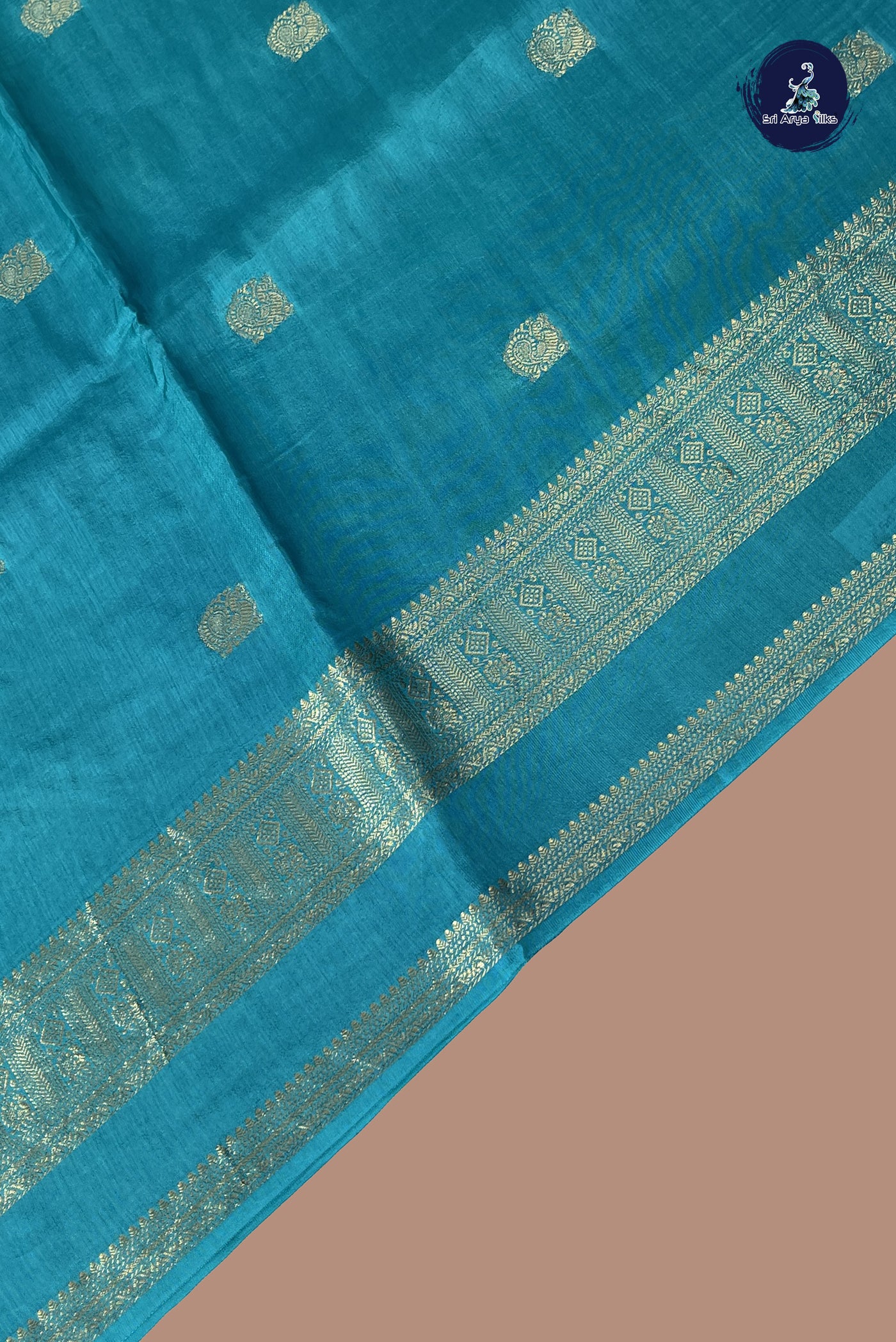 Blue Semi Banarasi Saree With Zari Buttas Pattern
