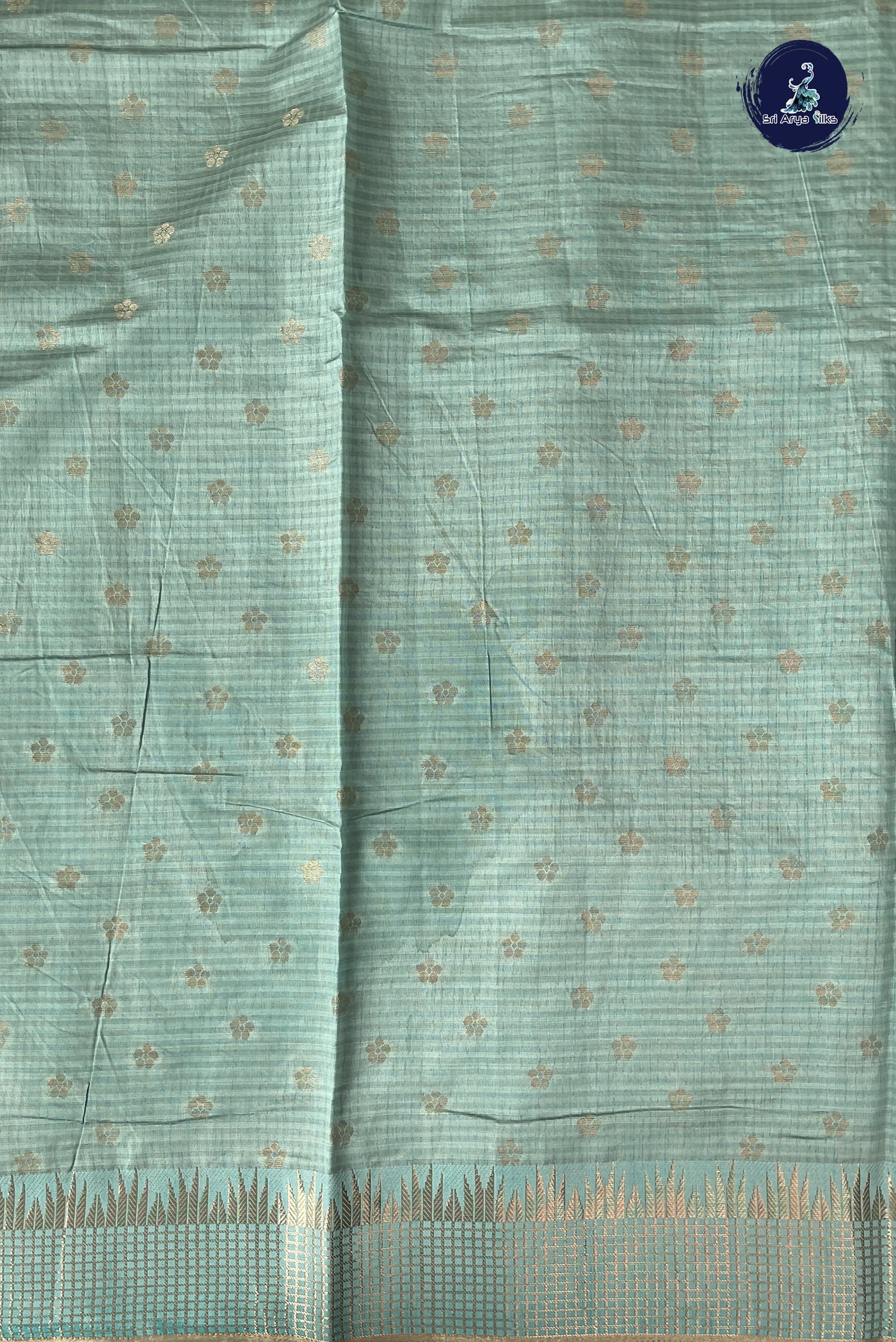 Pastel Shade Semi Tussar Saree With Zari Buttas Pattern