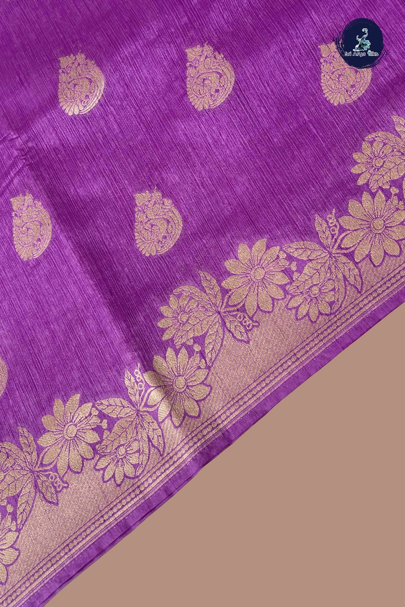 Onion Pink Semi Tussar Saree With Zari Buttas Pattern