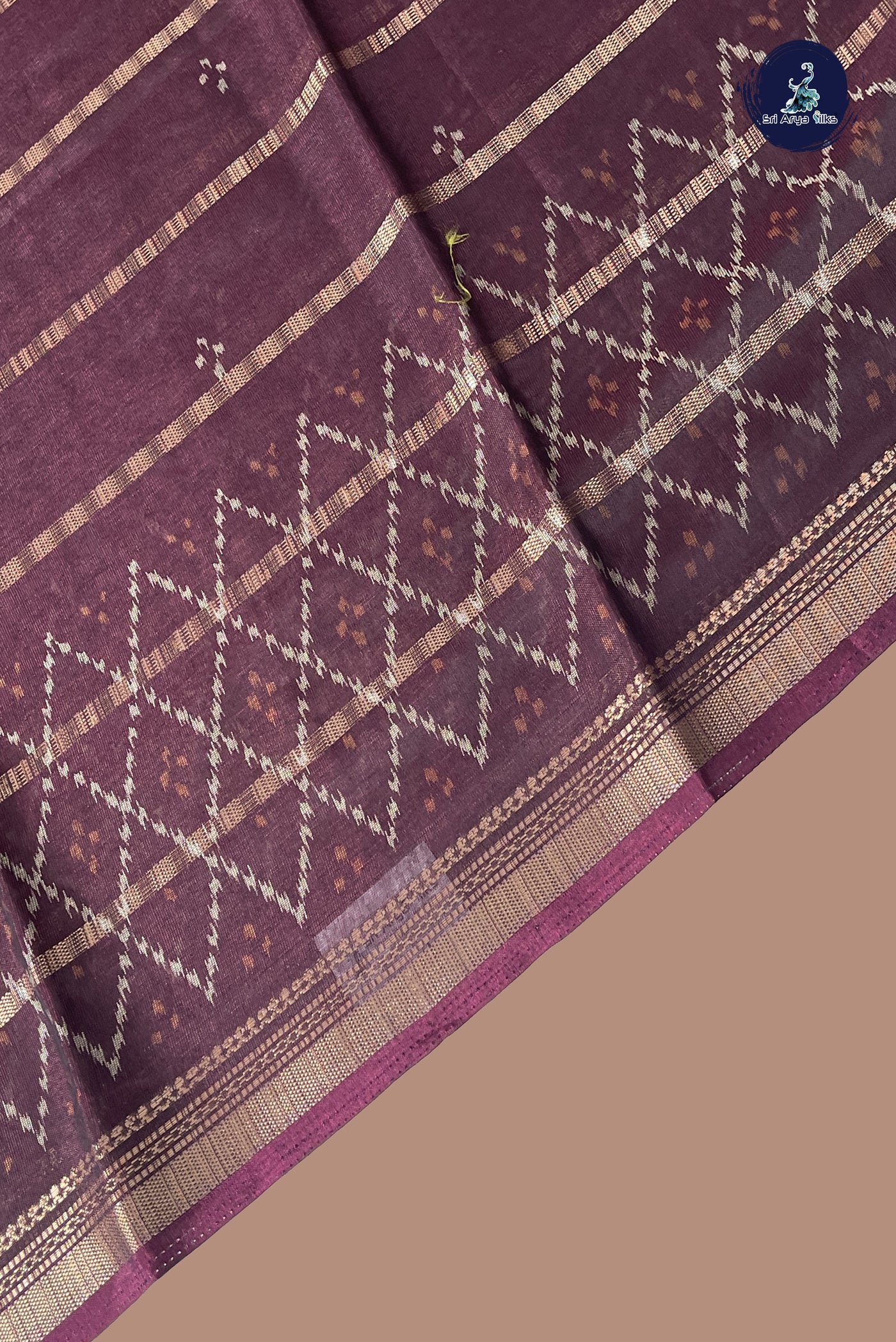 Burgundy Semi Crepe Silk Saree With Stripes Pattern