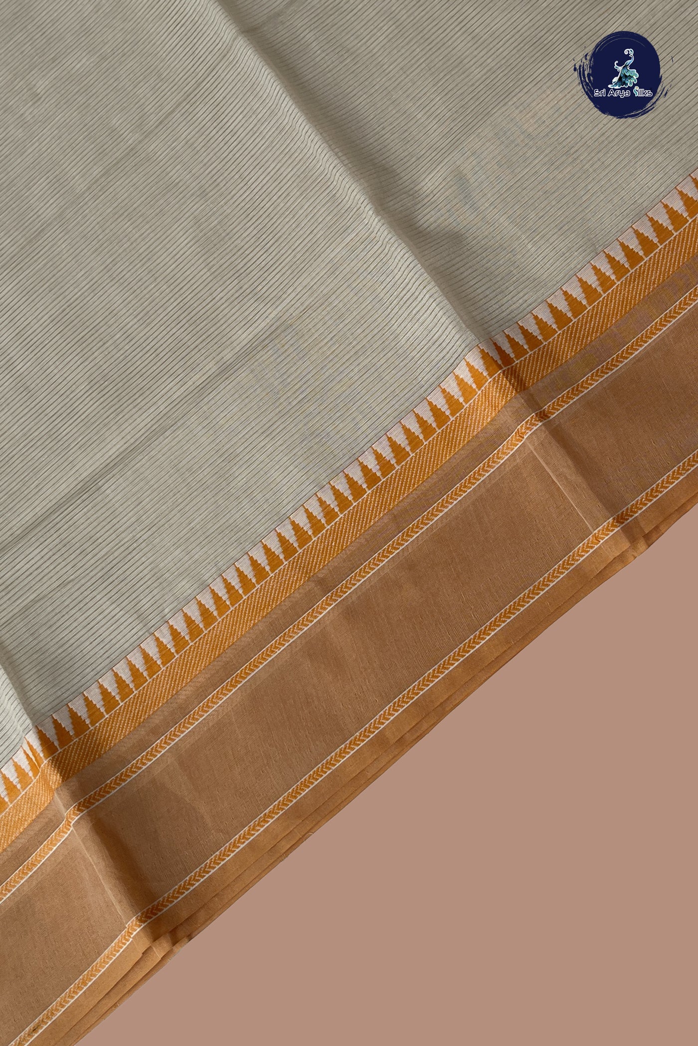 Chikku Shade Cotton Saree With Doria Lines Pattern