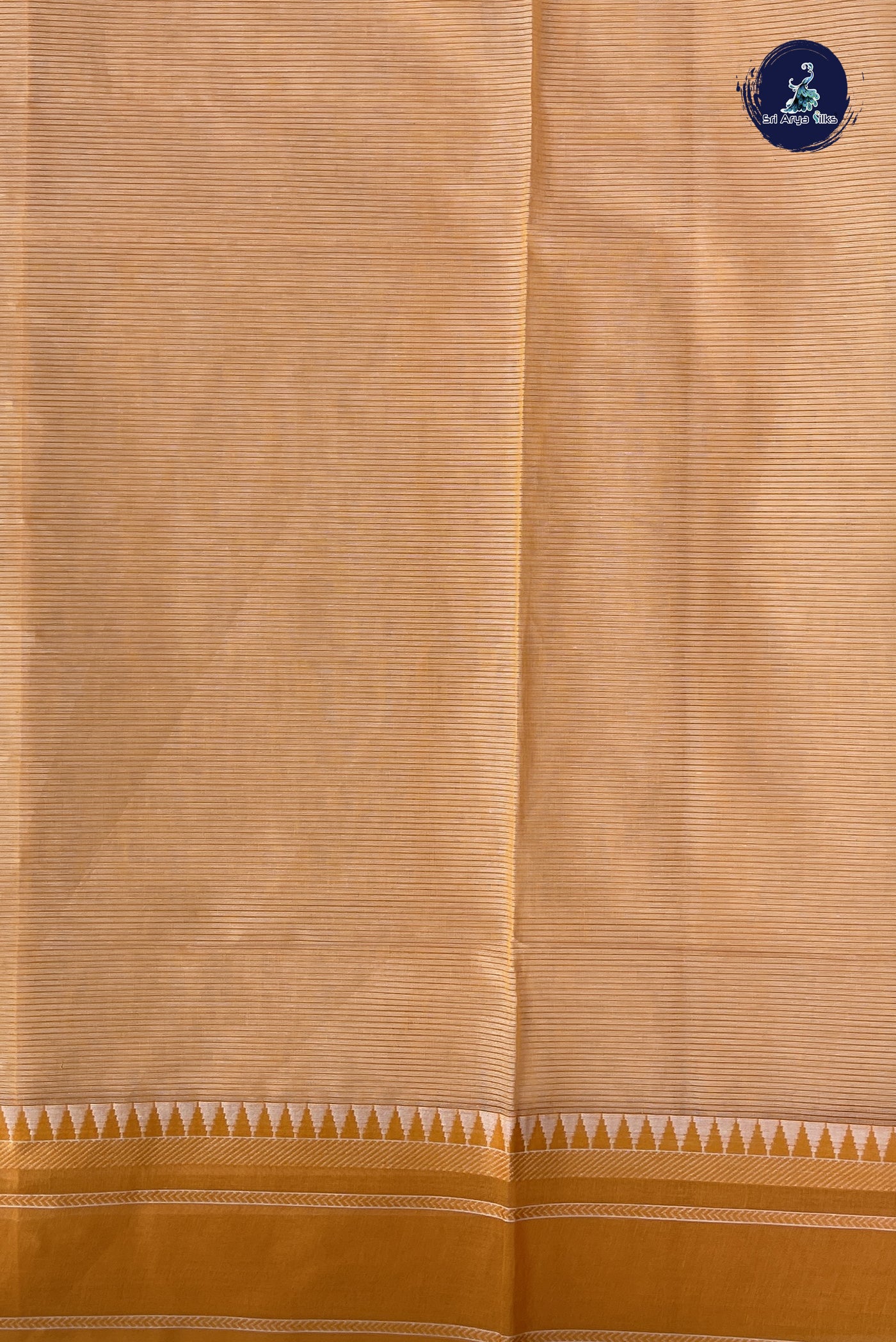 Chikku Shade Cotton Saree With Doria Lines Pattern