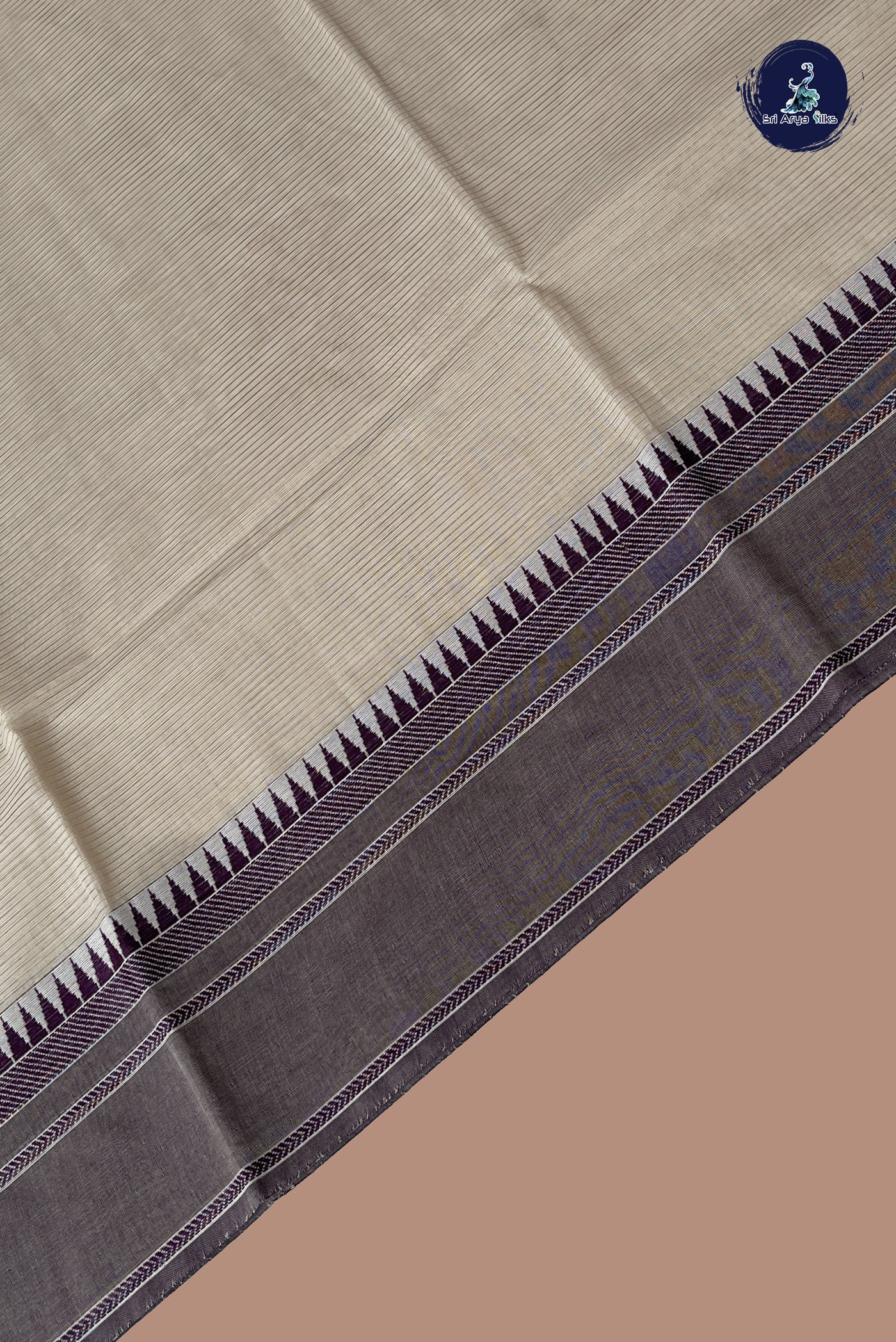 Chikku Shade Cotton Saree With Doria Lines Pattern