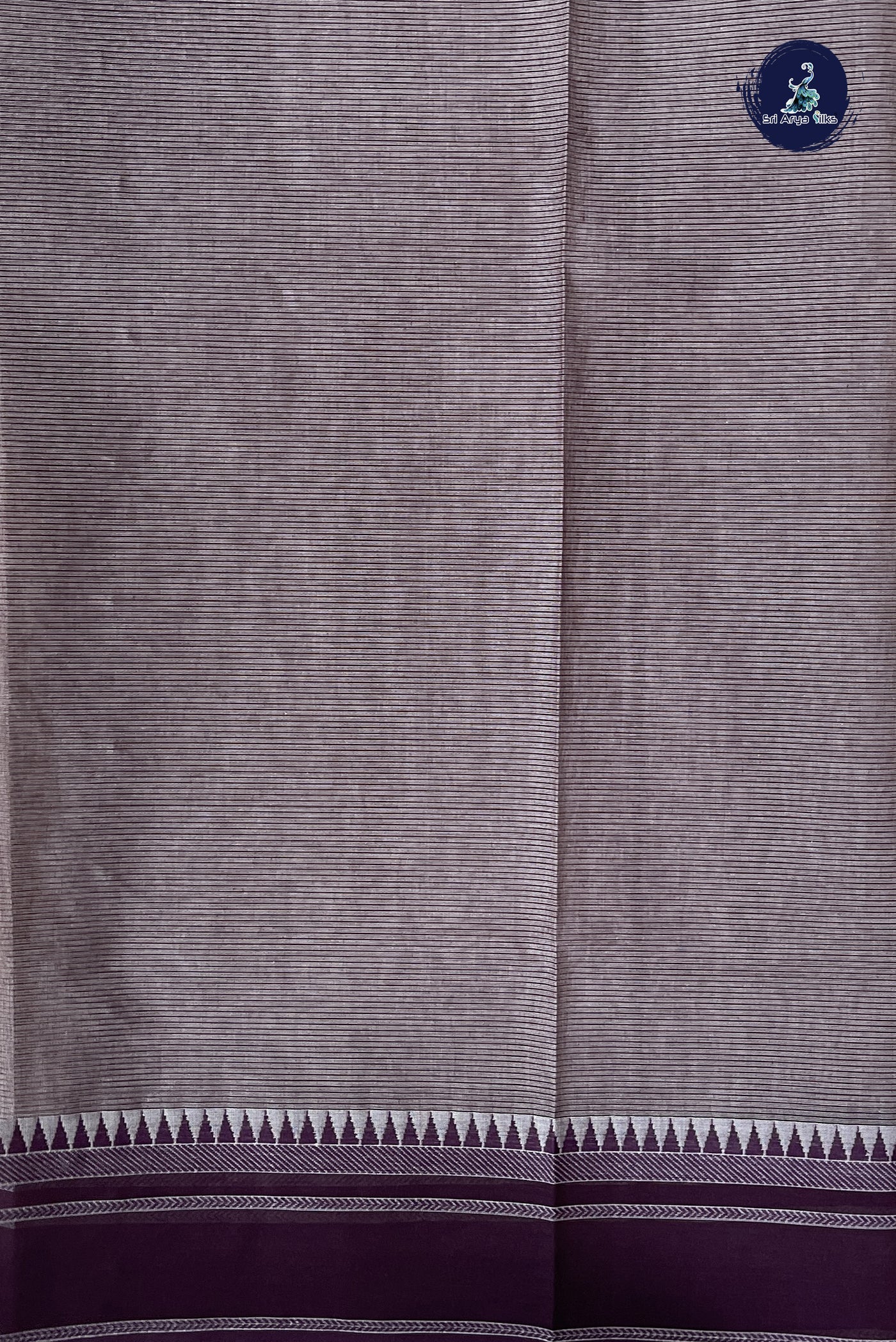 Chikku Shade Cotton Saree With Doria Lines Pattern