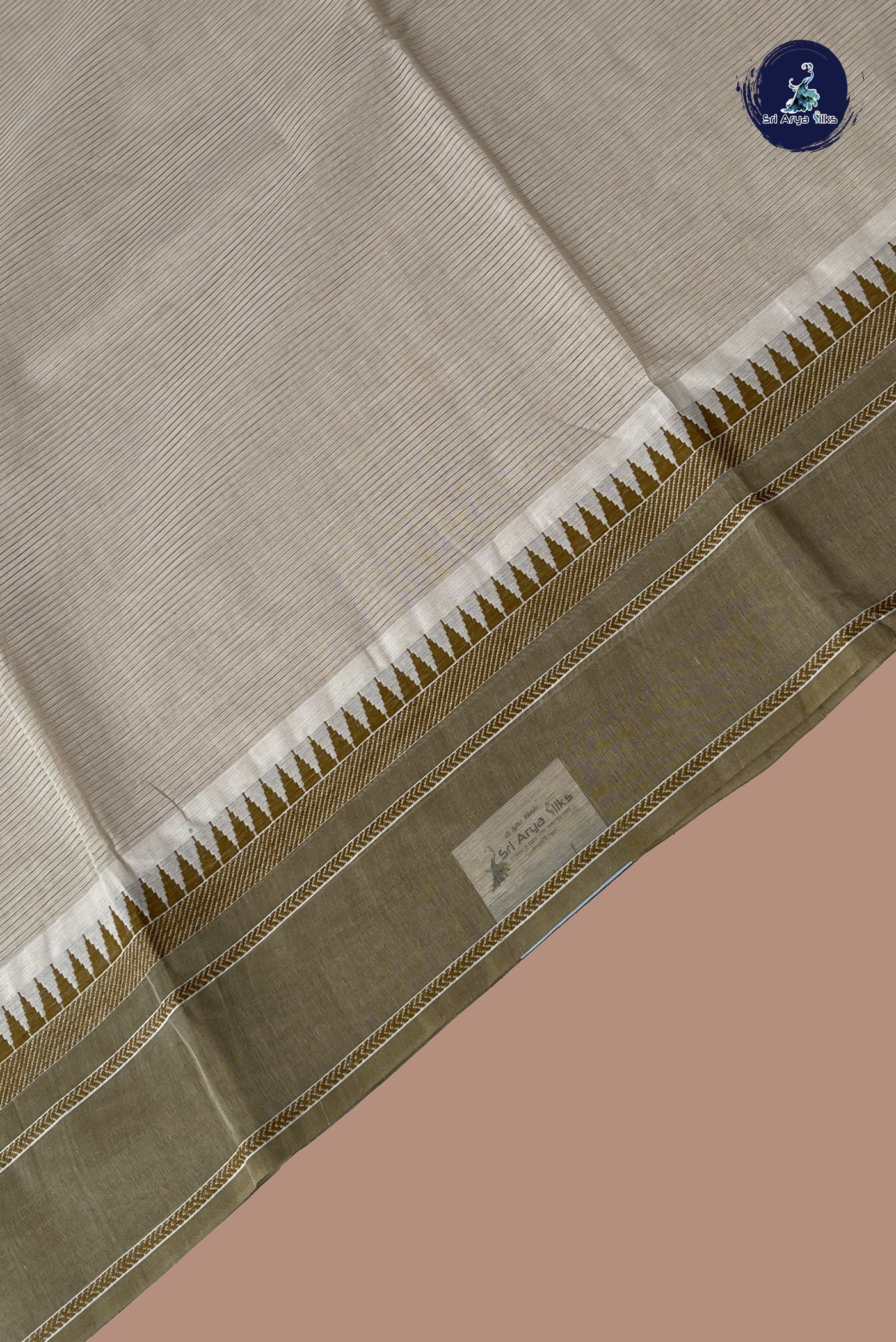 Chikku Shade Cotton Saree With Doria Lines Pattern
