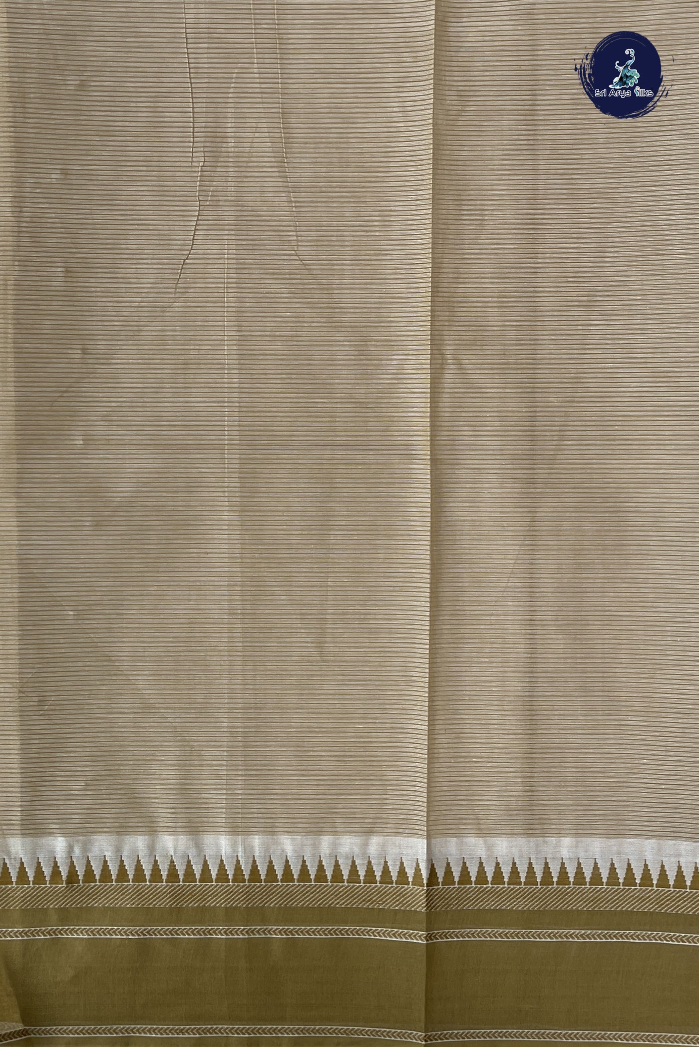 Chikku Shade Cotton Saree With Doria Lines Pattern