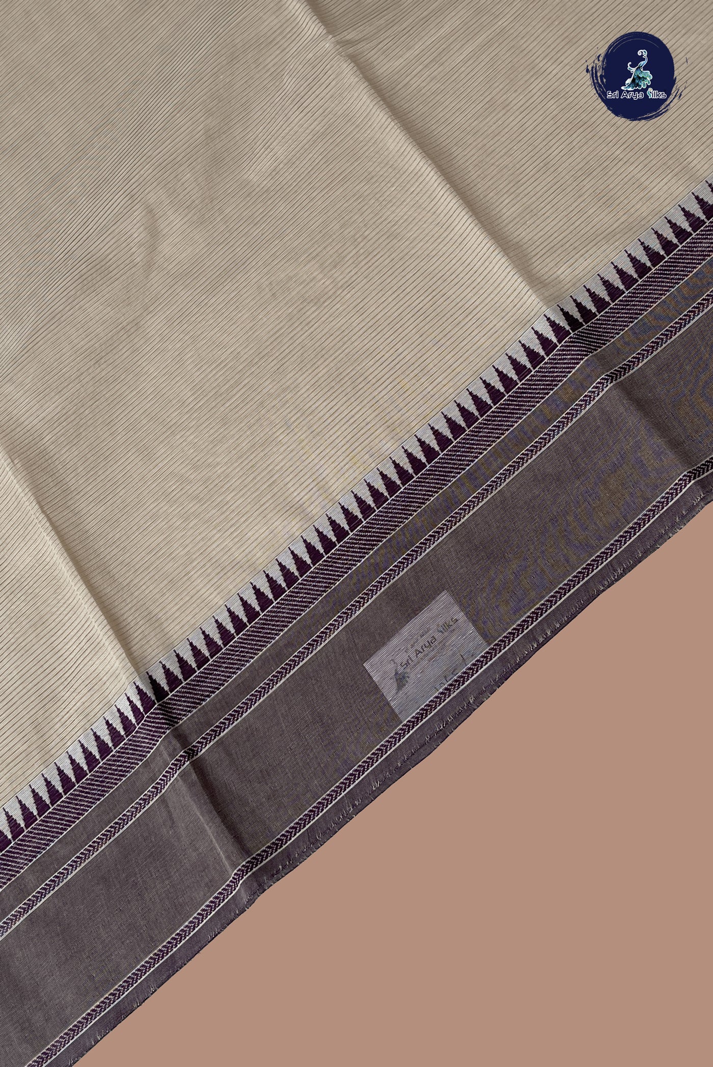Chikku Shade Cotton Saree With Doria Lines Pattern