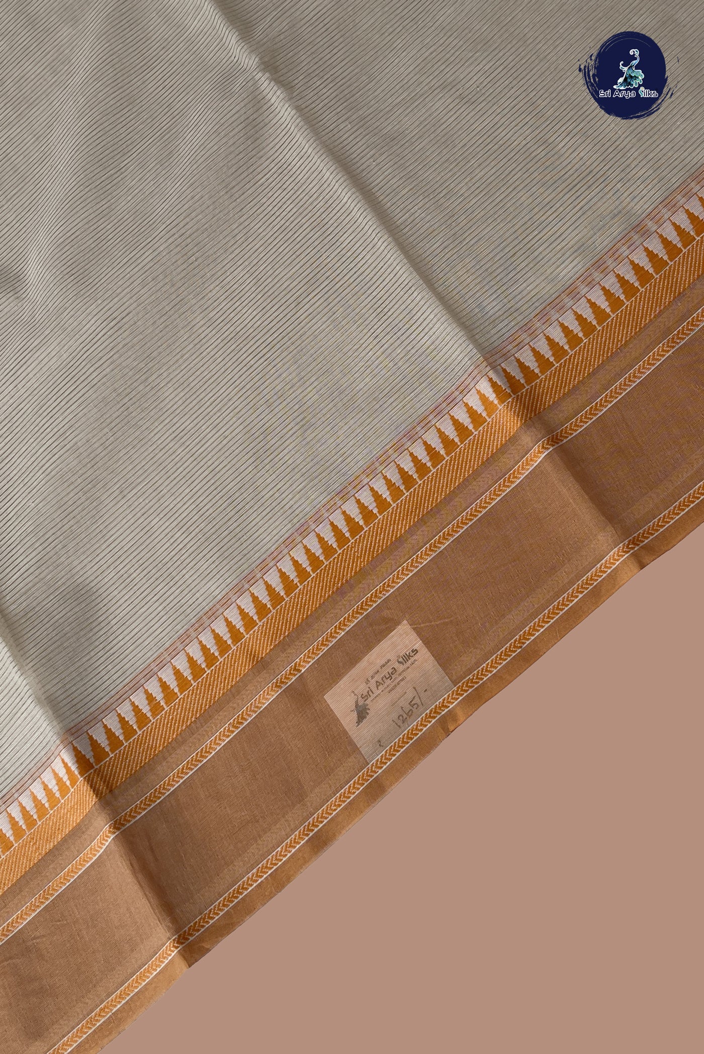 Chikku Shade Cotton Saree With Doria Lines Pattern