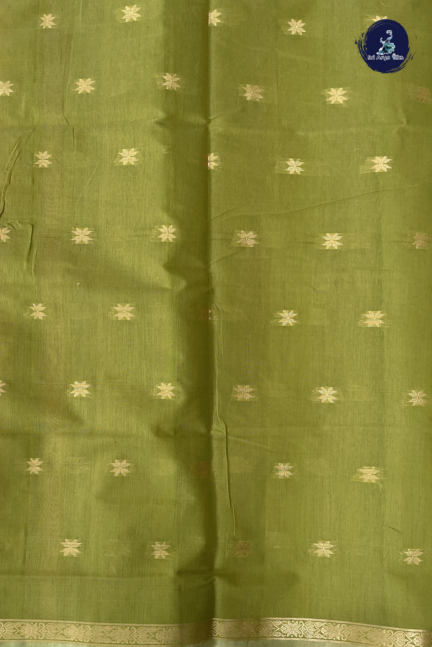 Orange Maheshwari Silk Saree With Zari Buttas Pattern