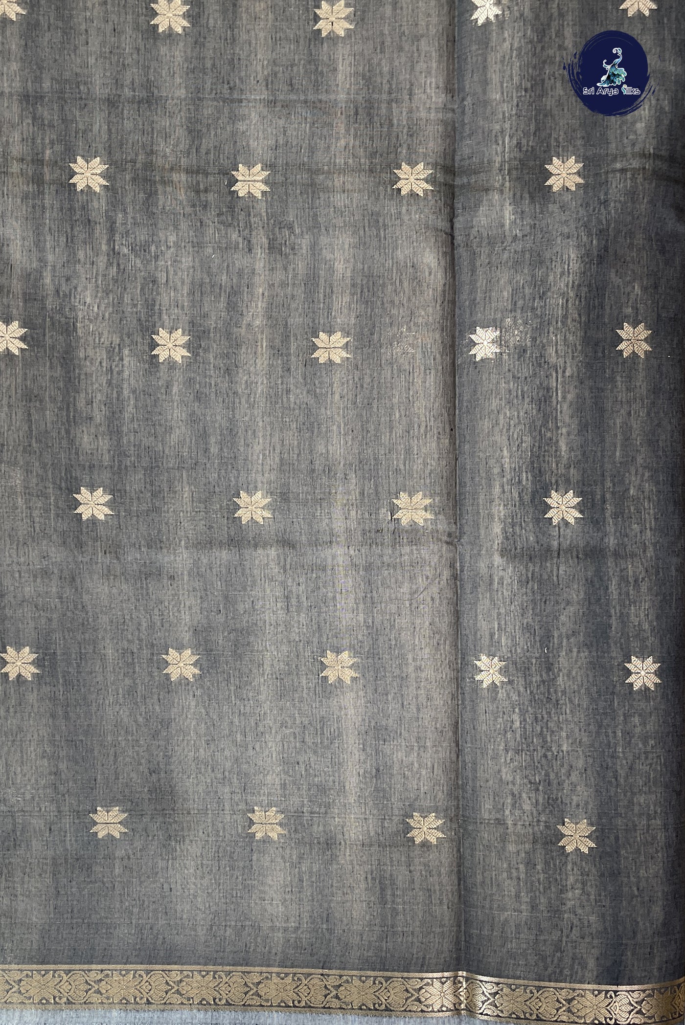 Fawn Maheshwari Silk Saree With Zari Buttas Pattern
