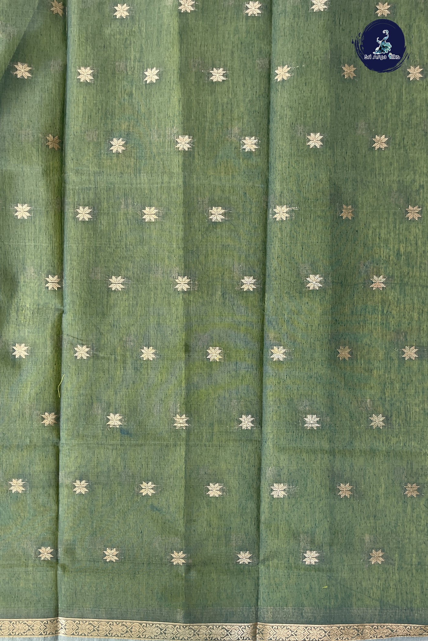 Lime Green Maheshwari Silk Saree With Zari Buttas Pattern