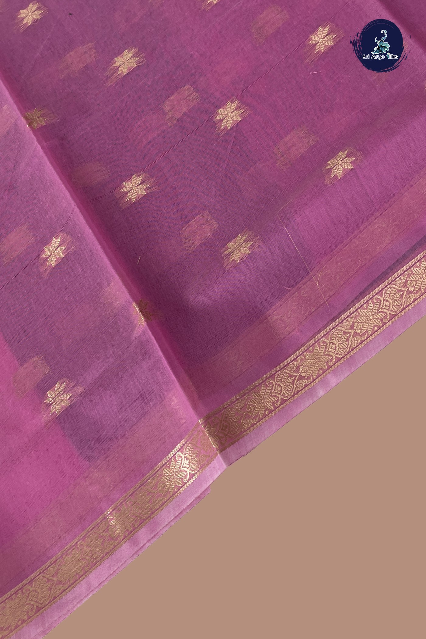 Pink Maheshwari Silk Saree With Zari Buttas Pattern