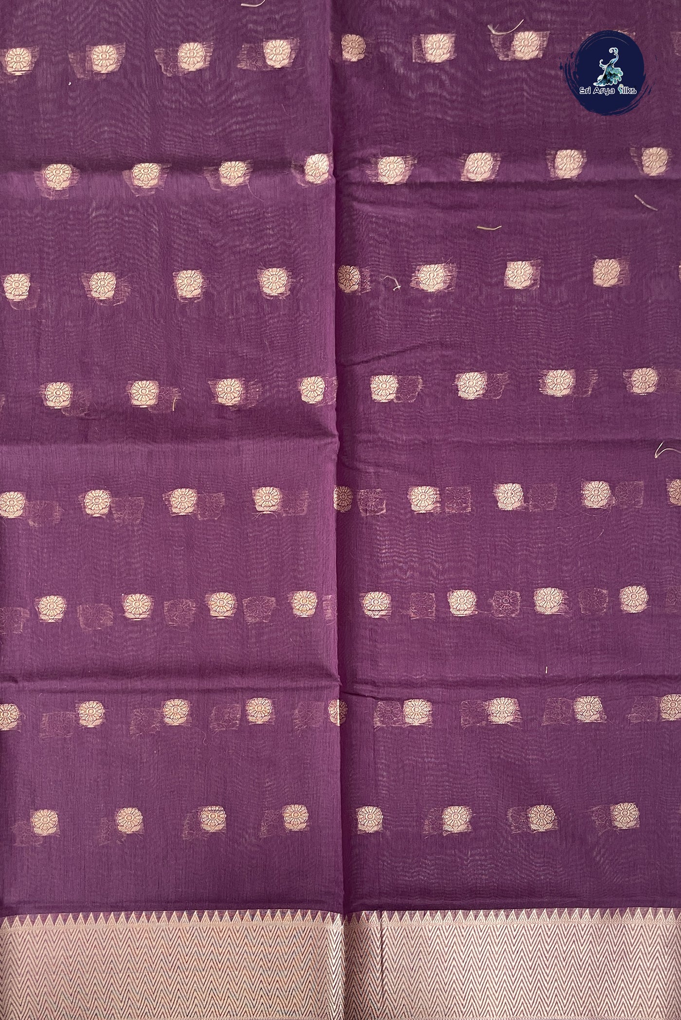 Wine Maheshwari Silk Saree With Zari Buttas Pattern