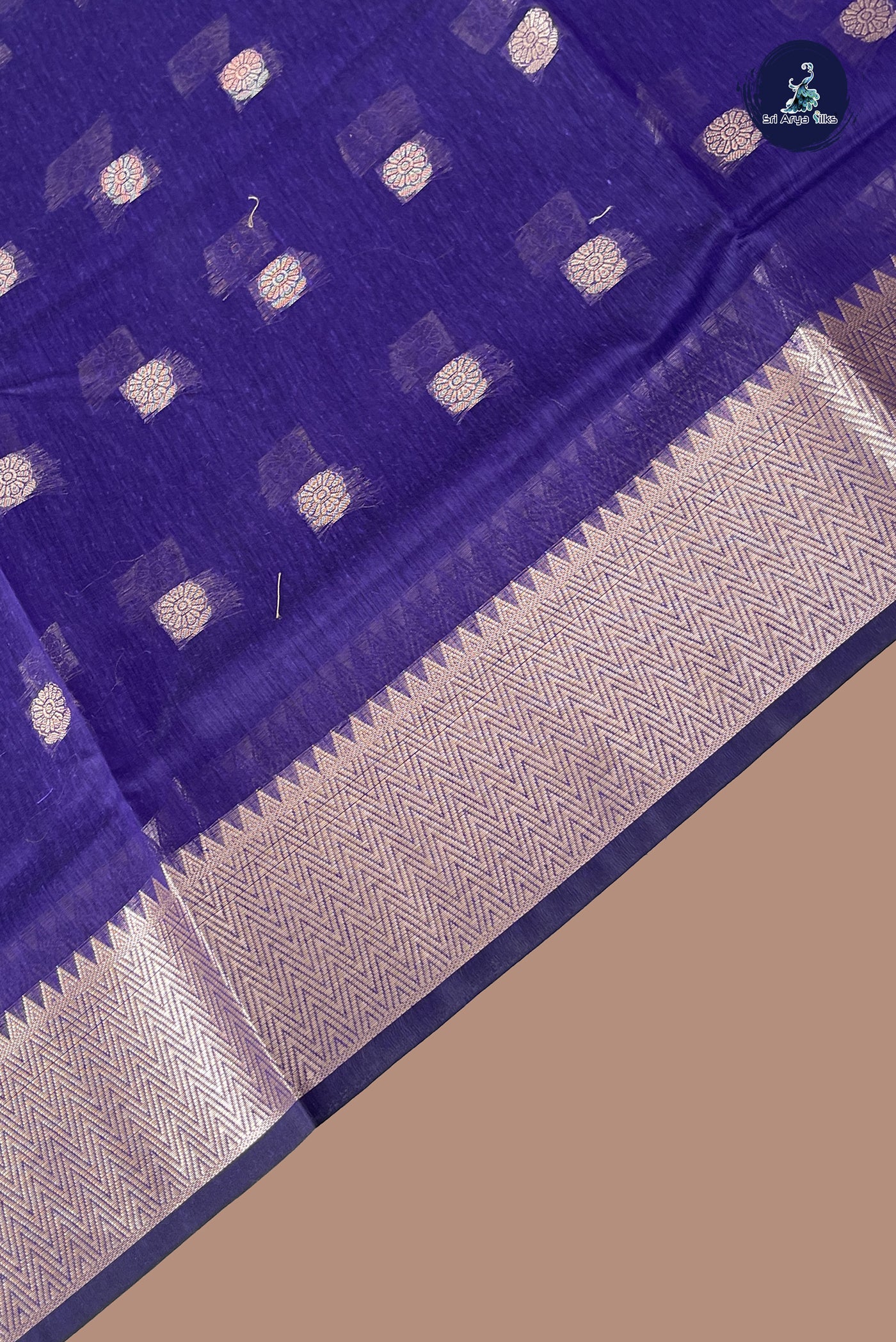 Blue Maheshwari Silk Saree With Zari Buttas Pattern