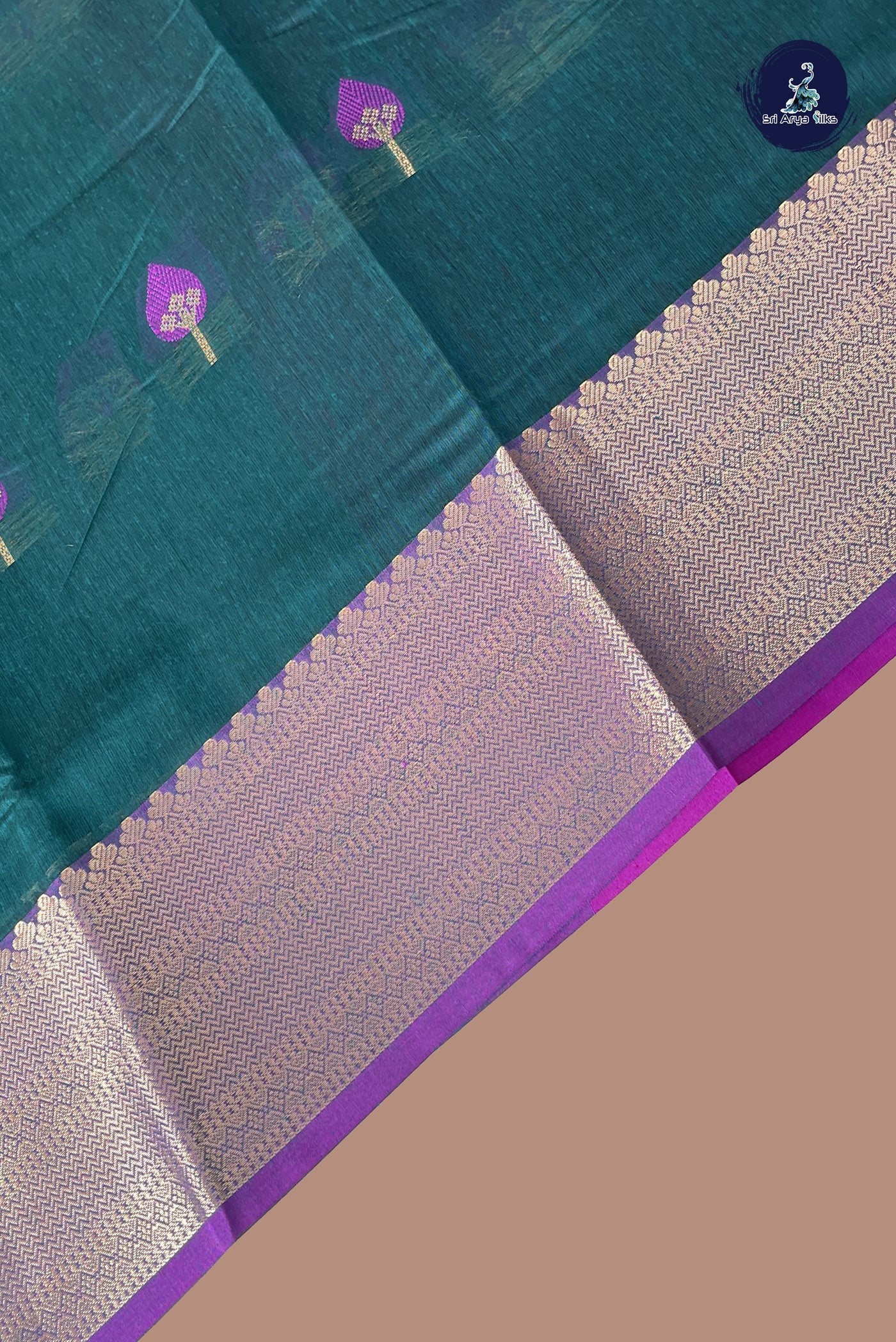 Green Mangalgiri Cotton Saree With Zari Buttas Pattern