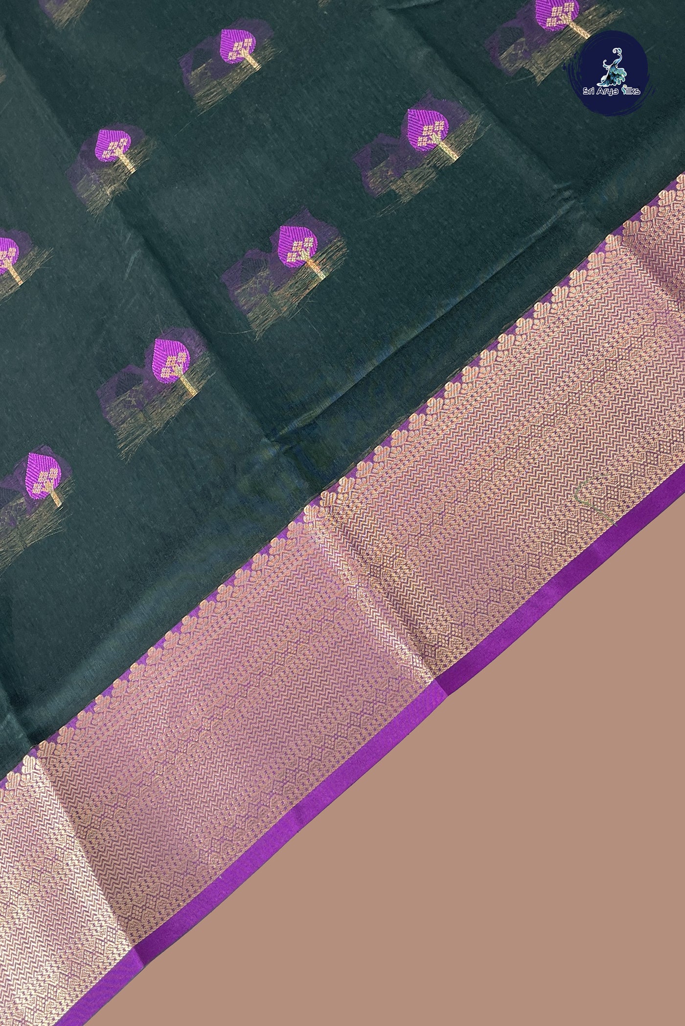 Green Mangalgiri Cotton Saree With Zari Buttas Pattern