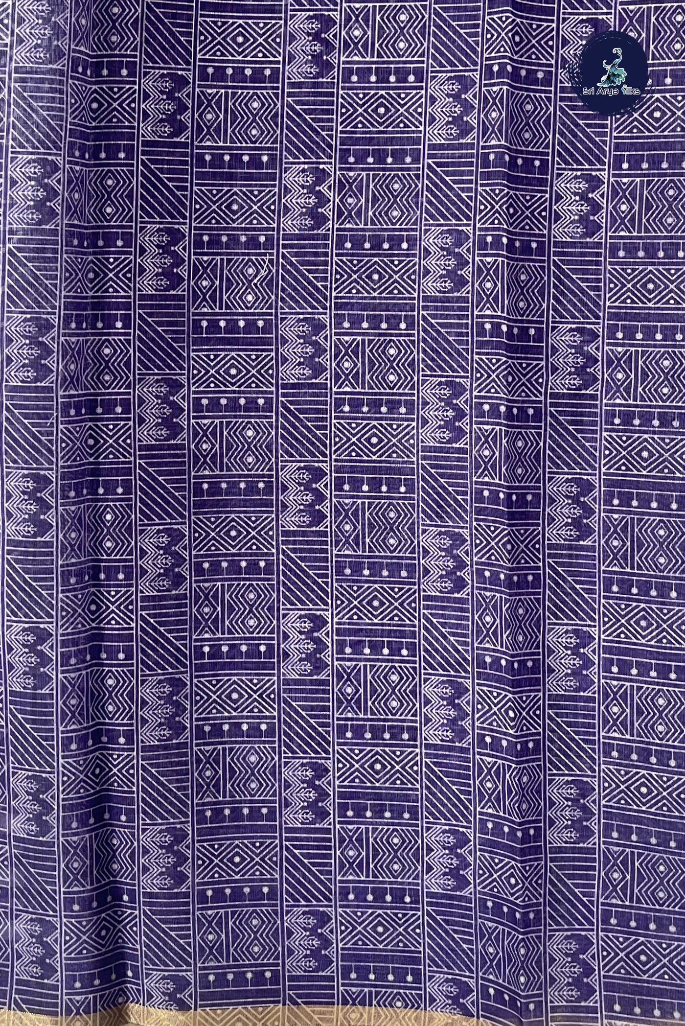Violet Linen Saree With Printed Pattern