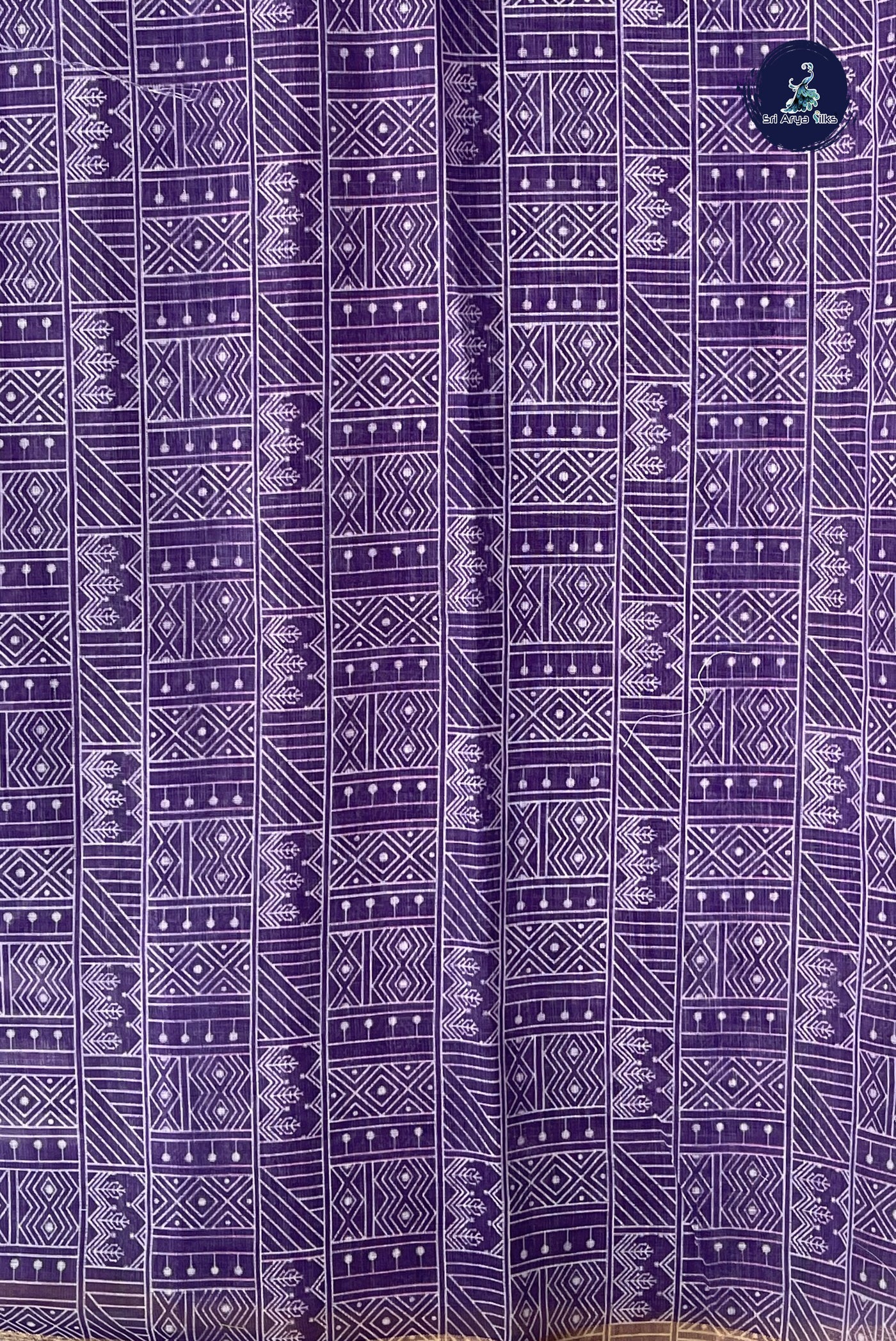Violet Linen Saree With Printed Pattern