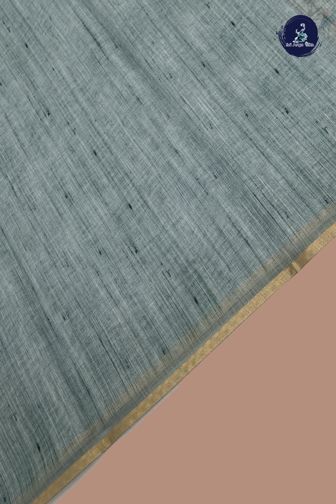 Pastel Green Linen Saree With Plain Pattern