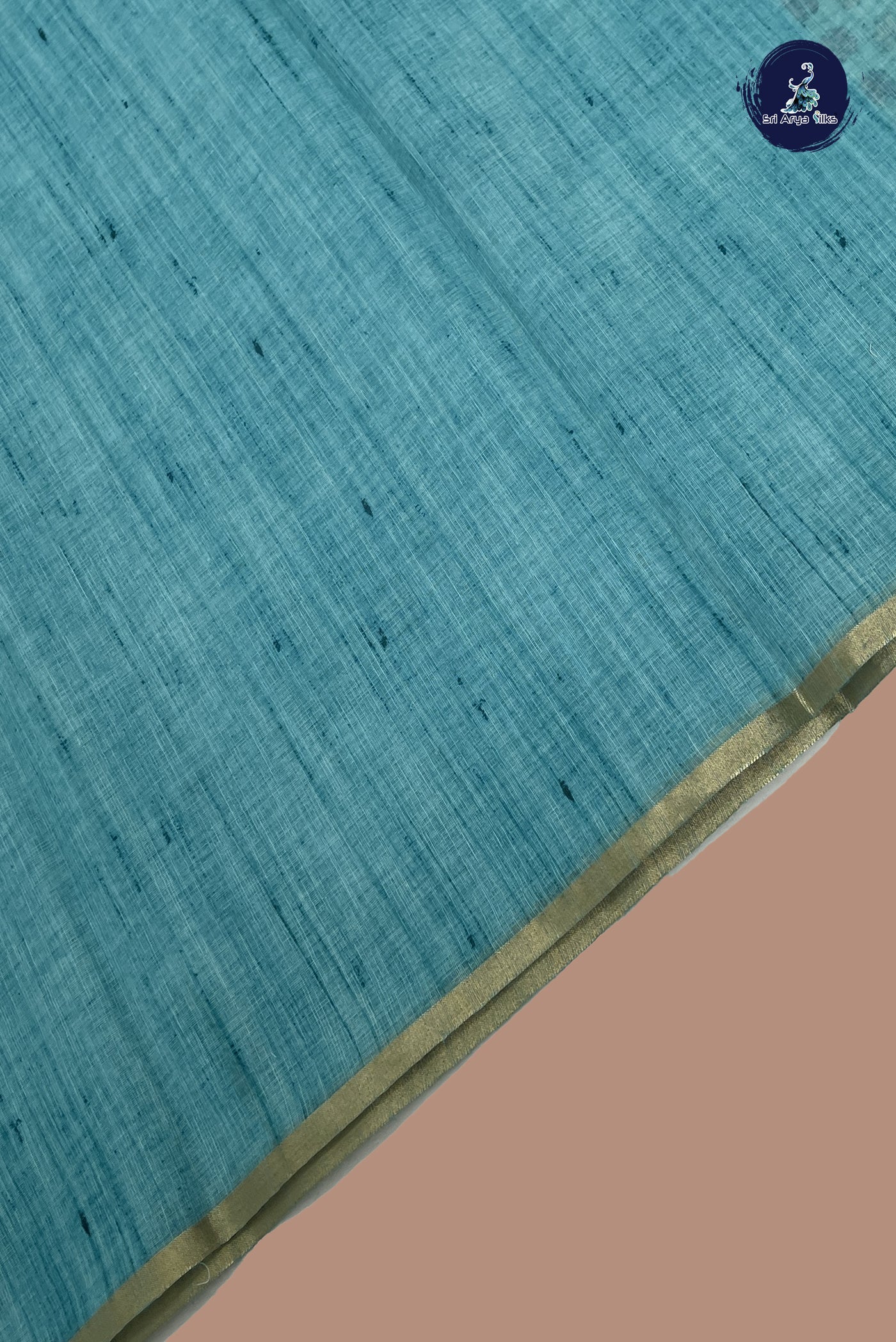 Blue Linen Saree With Plain Pattern