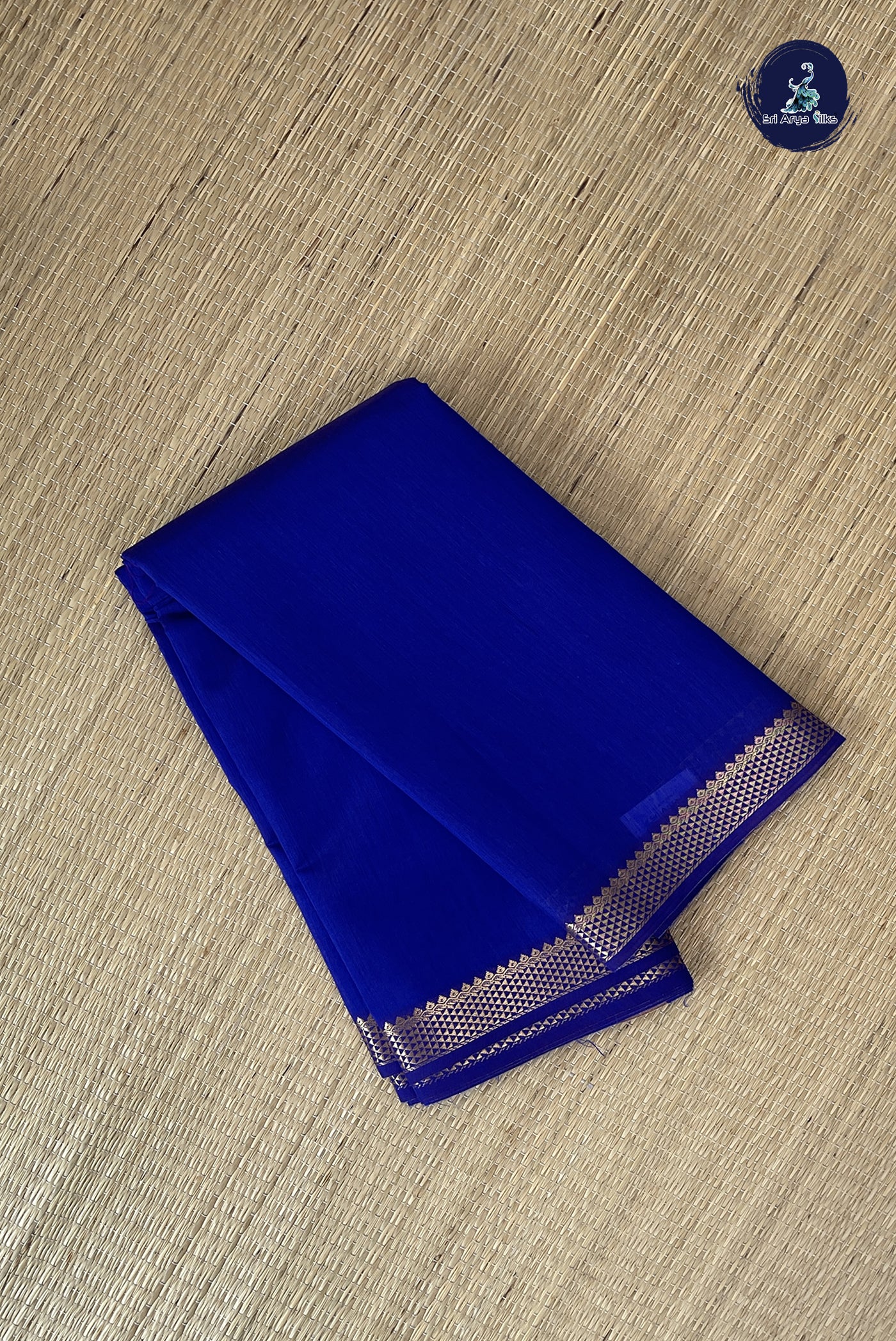 Blue Budget Semi Silk Cotton Saree With Plain Pattern