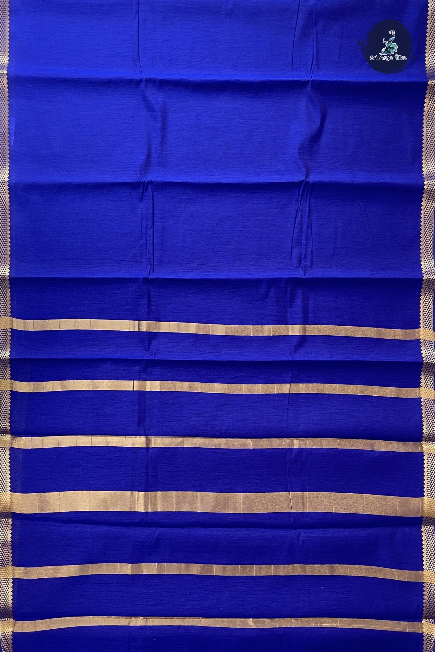 Blue Budget Semi Silk Cotton Saree With Plain Pattern