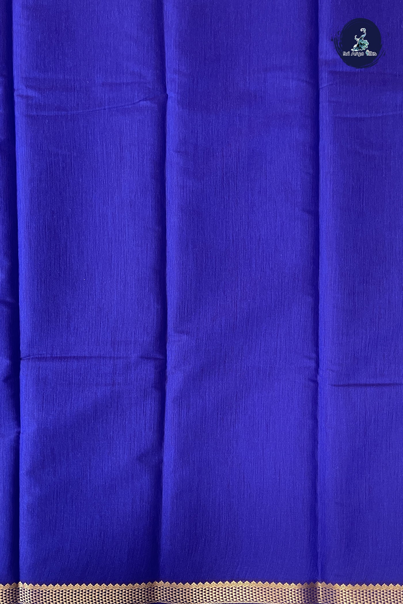 Blue Budget Semi Silk Cotton Saree With Plain Pattern