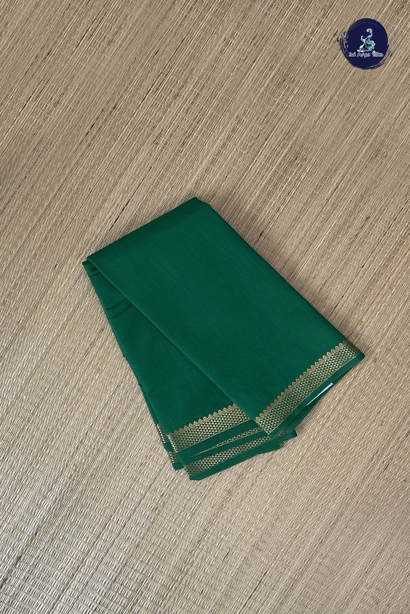 Green Budget Semi Silk Cotton Saree With Plain Pattern