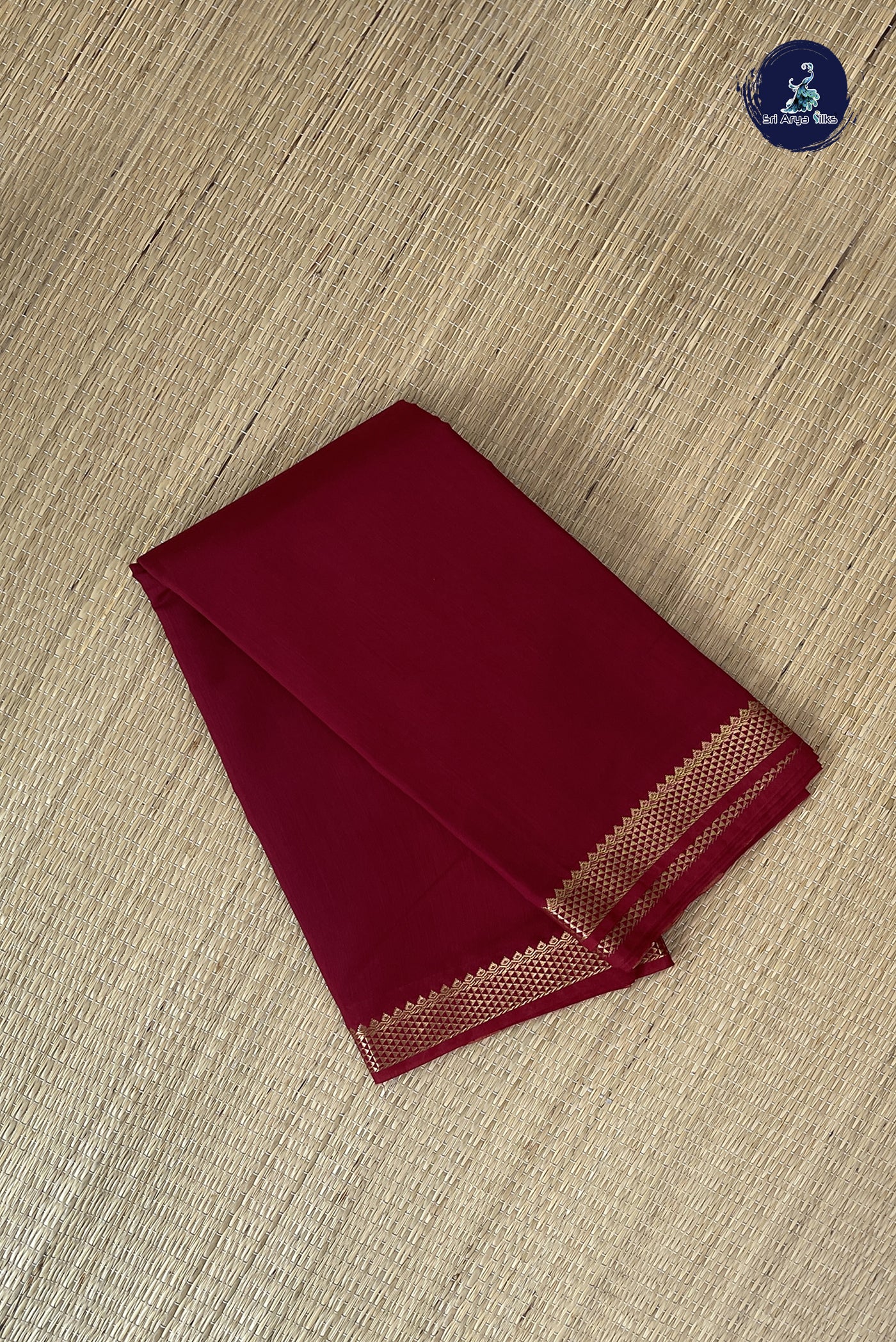 Maroon Budget Semi Silk Cotton Saree With Plain Pattern