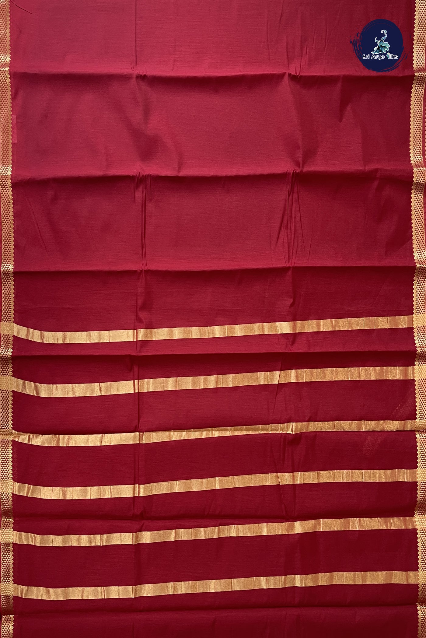 Maroon Budget Semi Silk Cotton Saree With Plain Pattern