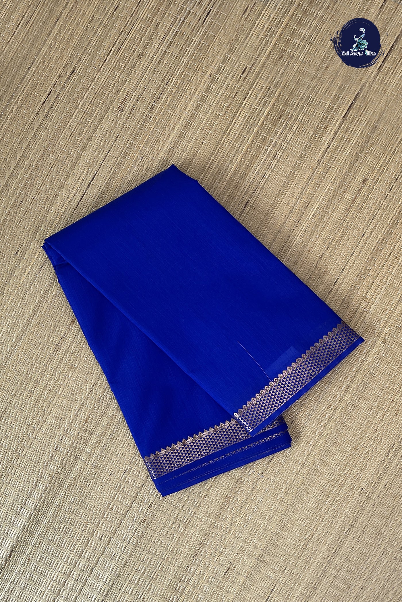 MS Blue Budget Semi Silk Cotton Saree With Plain Pattern