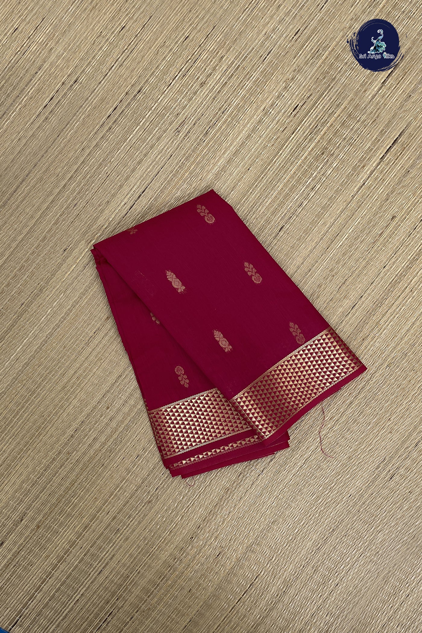 Magenta Budget Semi Silk Cotton Saree With Zari Buttas Pattern