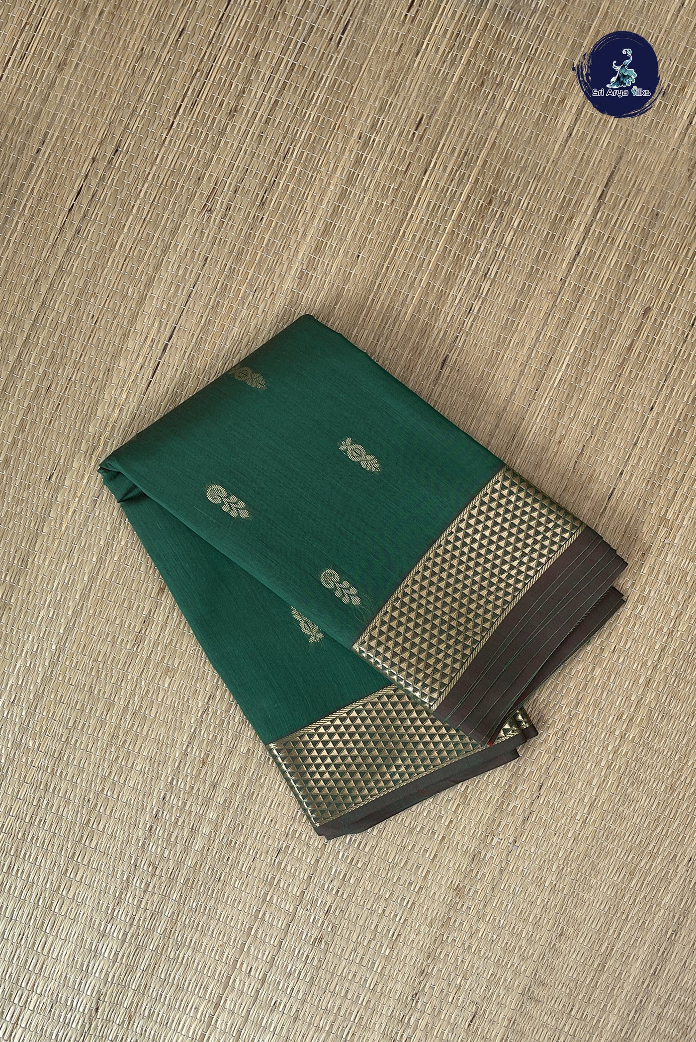 Green Budget Semi Silk Cotton Saree With Zari Buttas Pattern