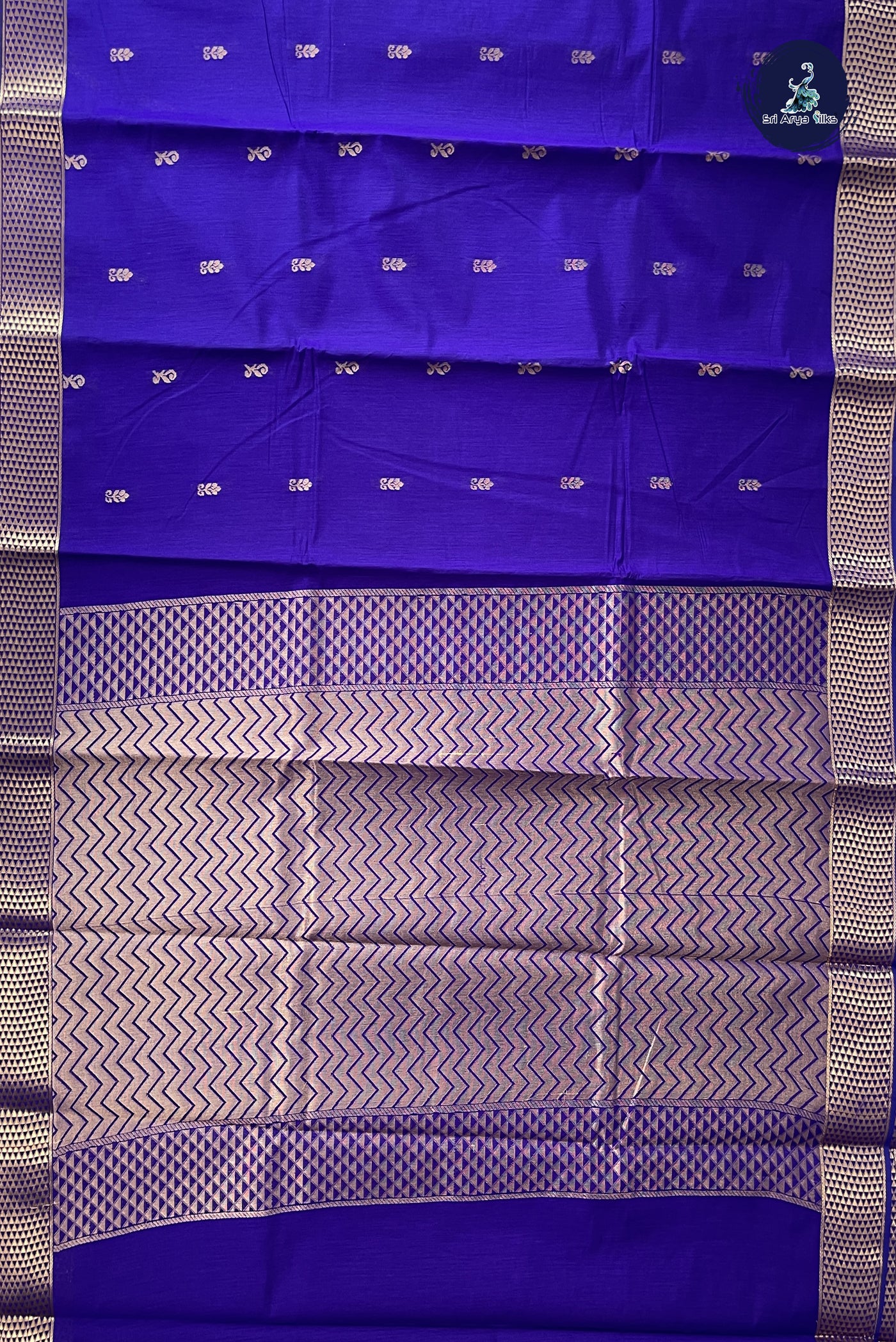 Violet Budget Semi Silk Cotton Saree With Zari Buttas Pattern