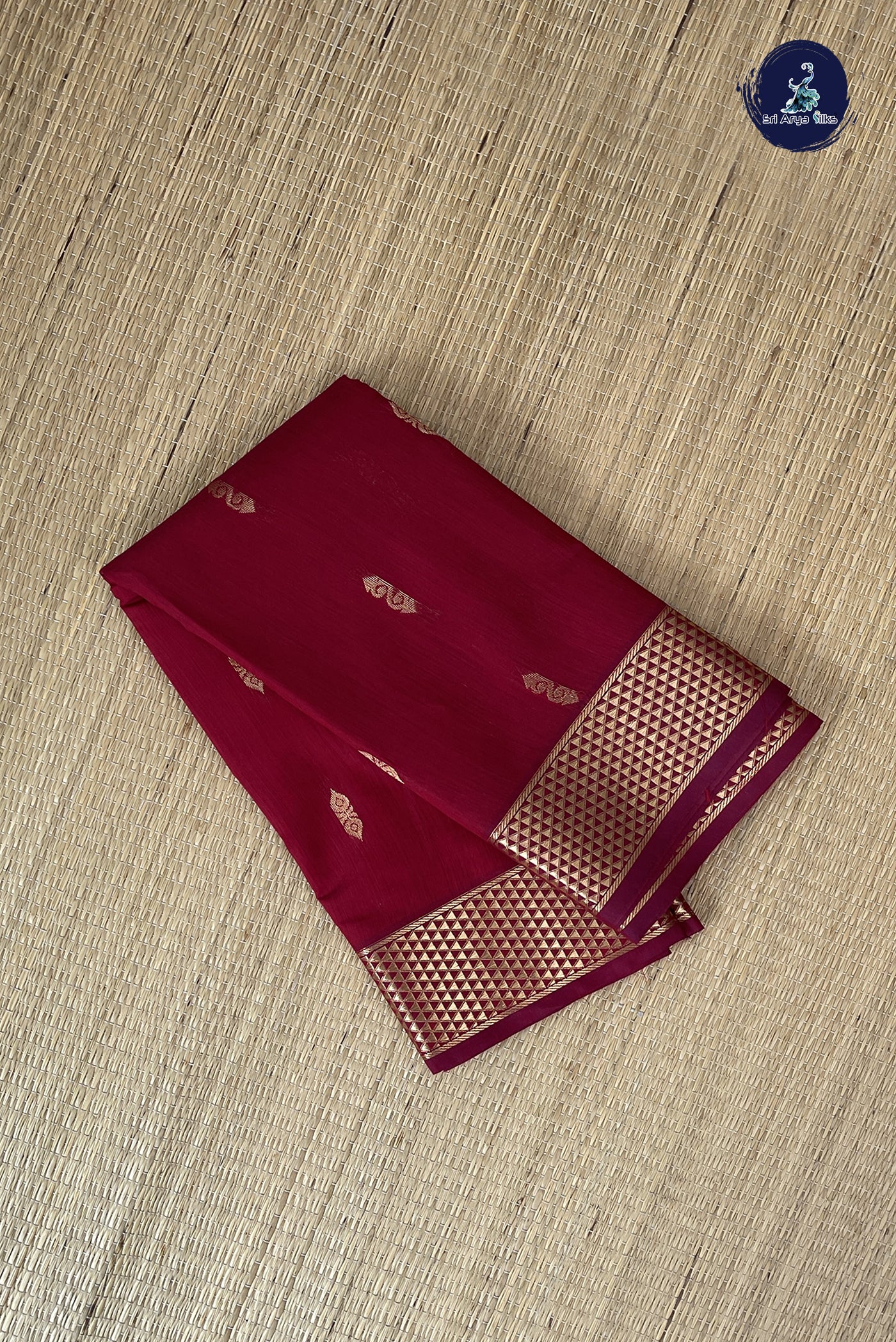 Maroon Budget Semi Silk Cotton Saree With Zari Buttas Pattern