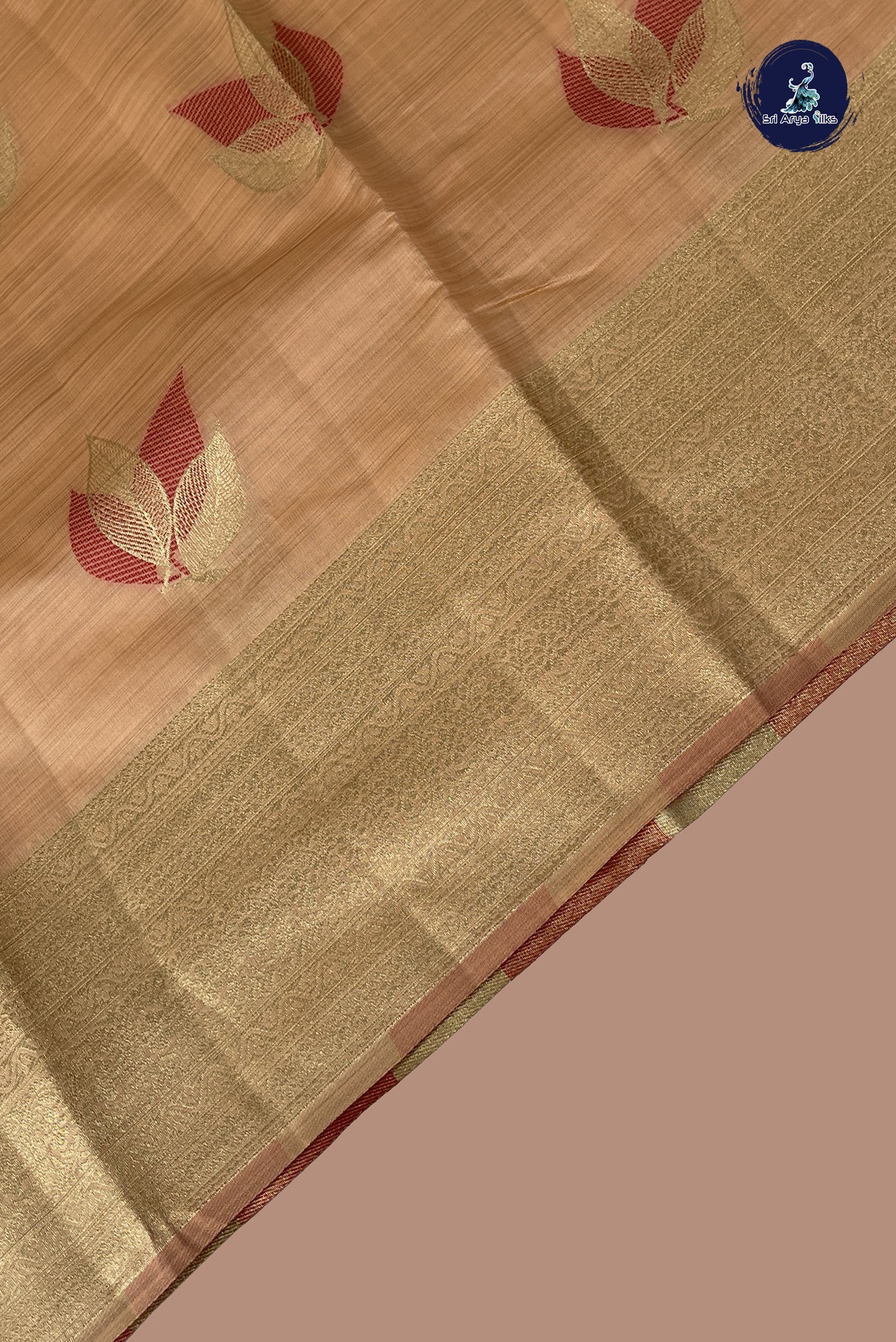 Peach Semi Tussar Saree With Buttas Pattern