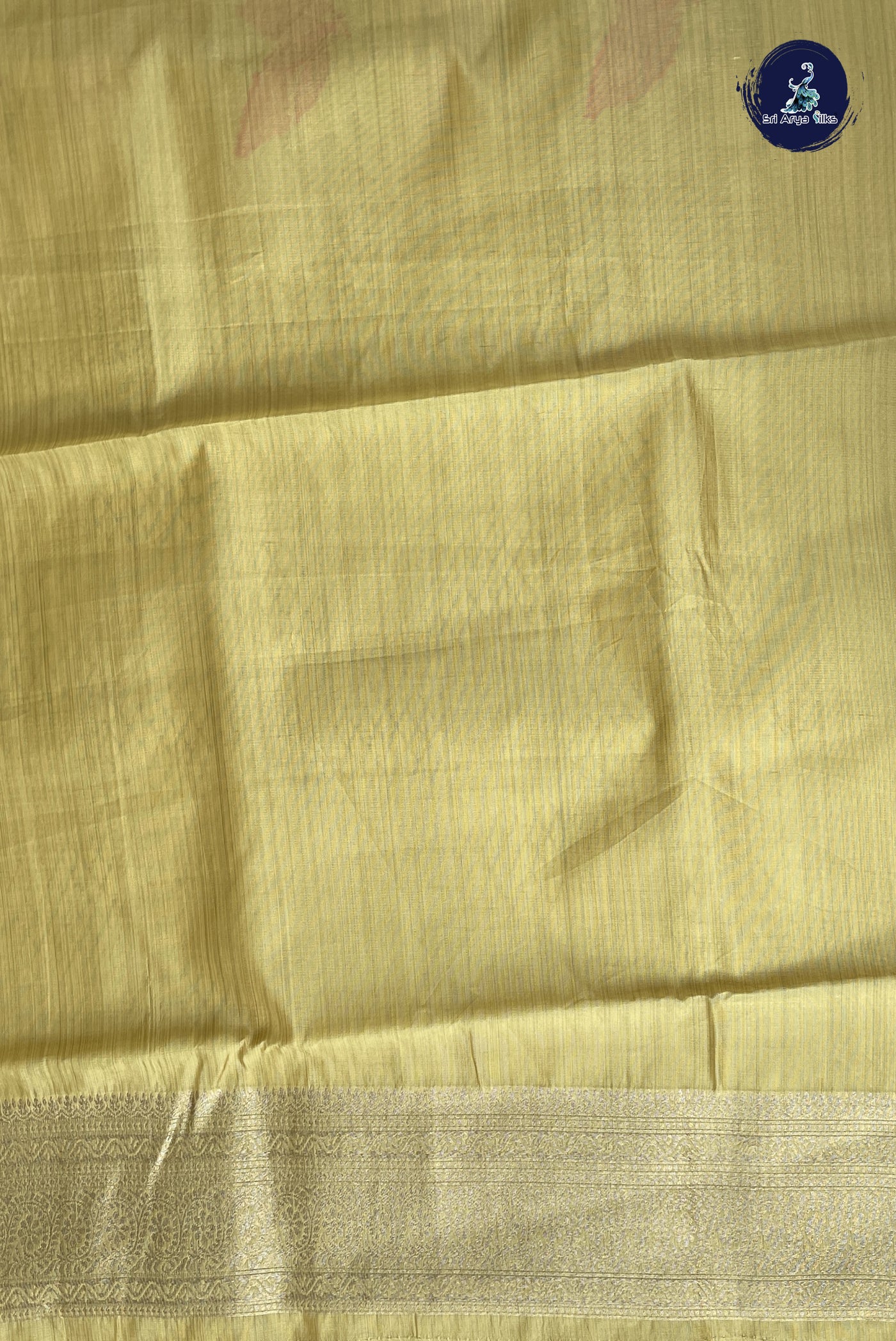 Creamish Yellow Semi Tussar Saree With Buttas Pattern