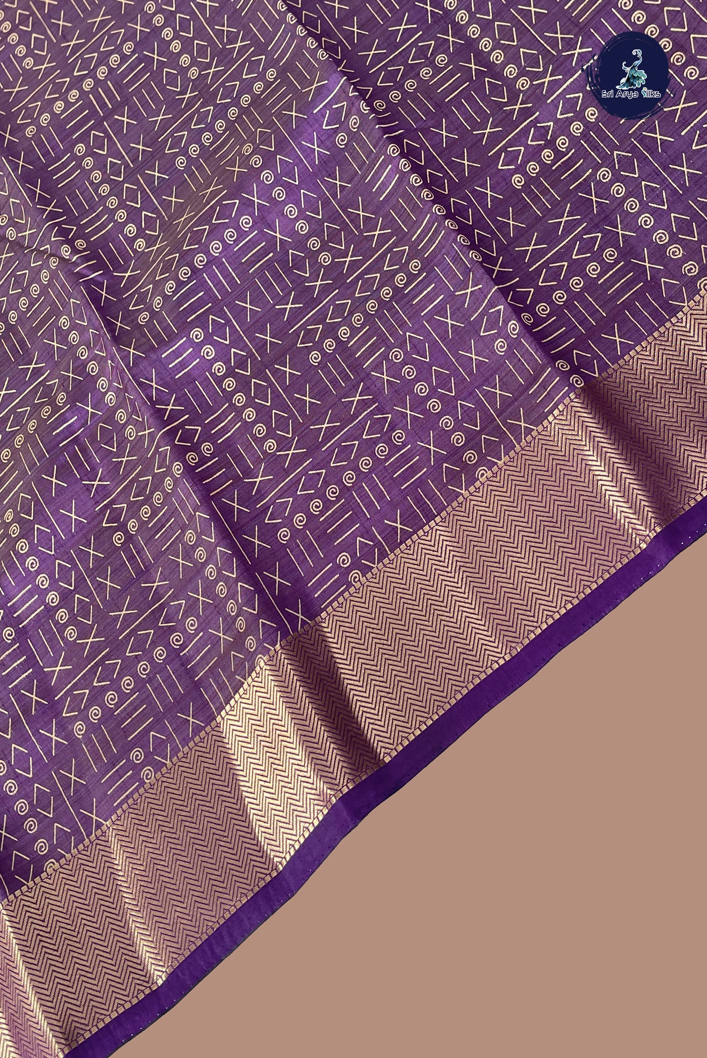 Violet Semi Tussar Saree With Printed Pattern