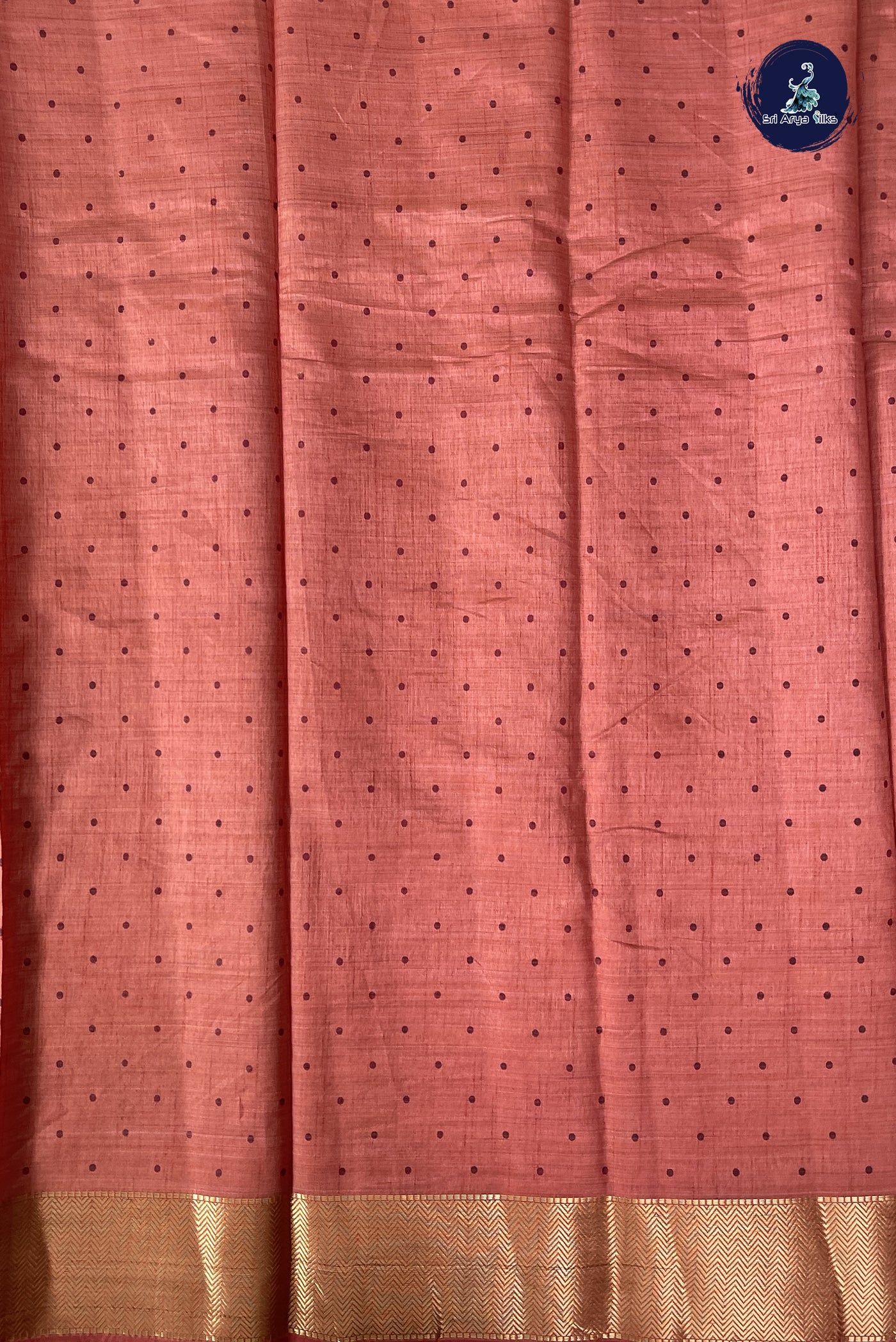 Peach Semi Tussar Saree With Printed Pattern