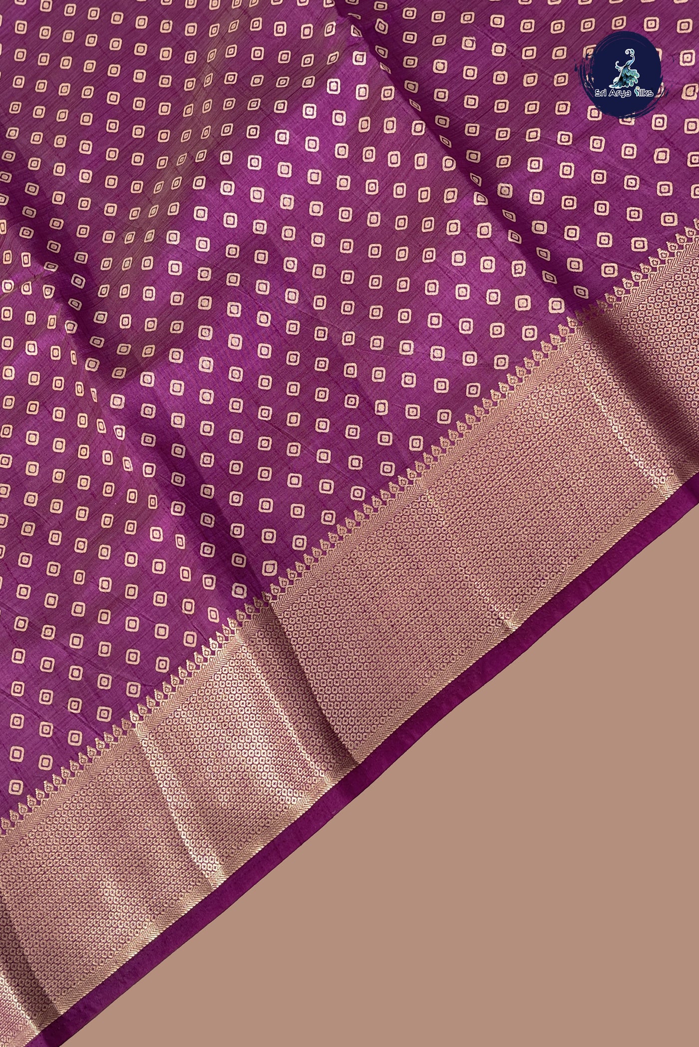 Purple Semi Tussar Saree With Printed Pattern