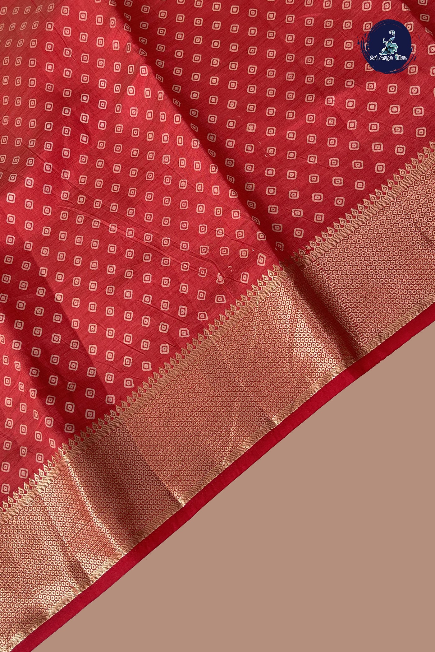 Red Semi Tussar Saree With Printed Pattern
