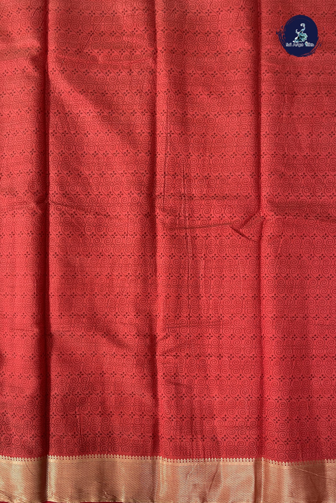 Red Semi Tussar Saree With Printed Pattern