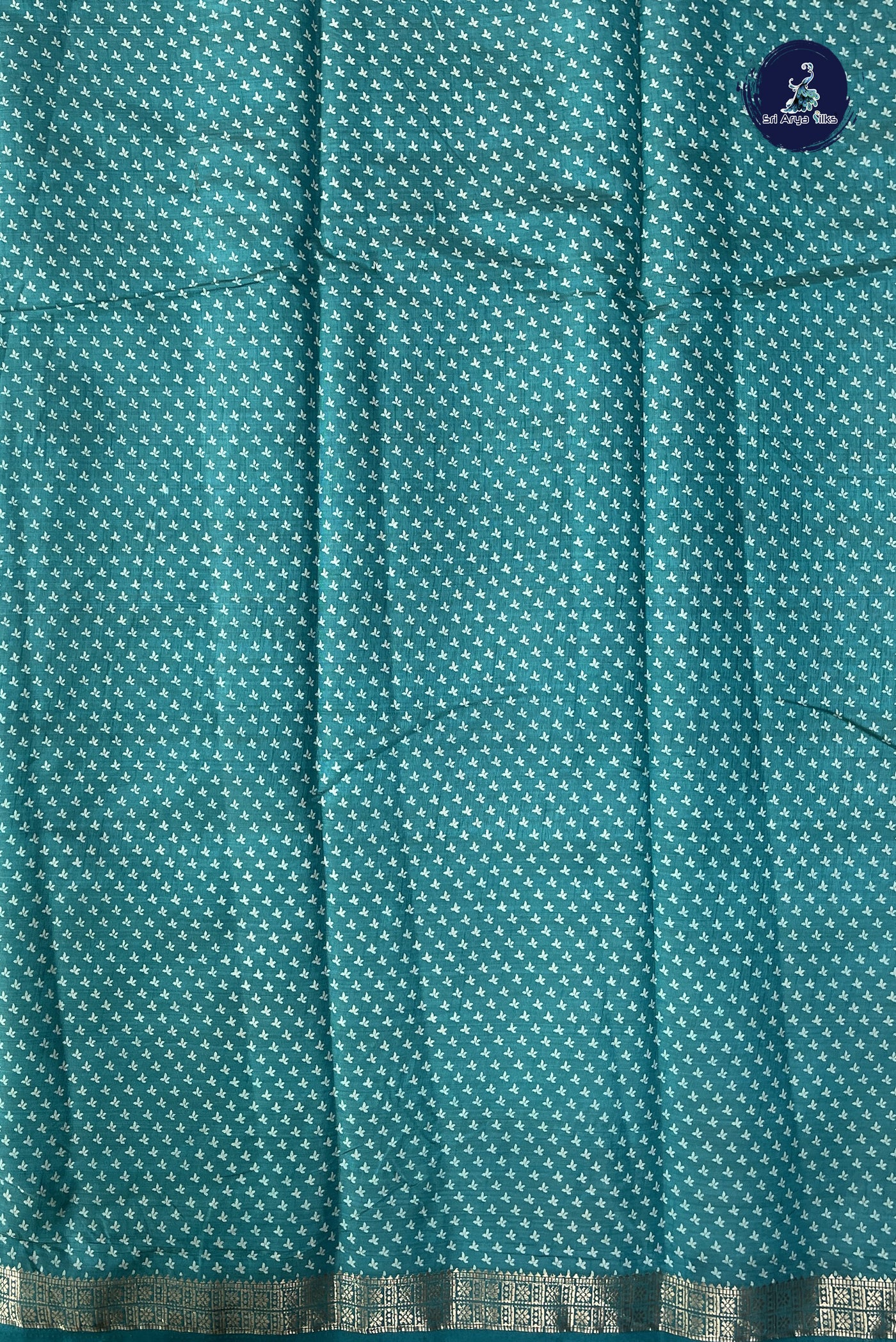 Turquoise Semi Tussar Saree With Printed Pattern