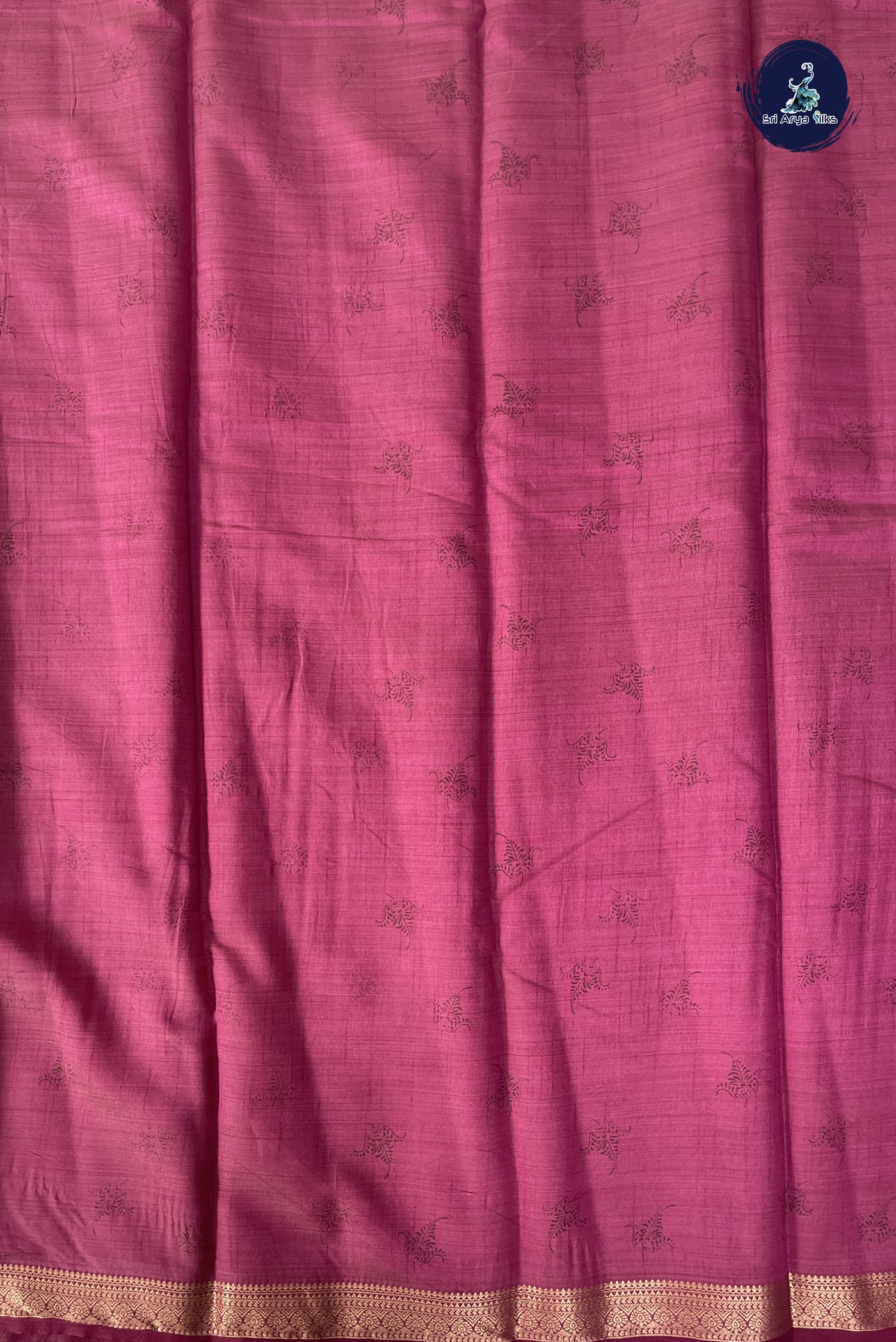 Burgundy Semi Tussar Saree With Printed Pattern