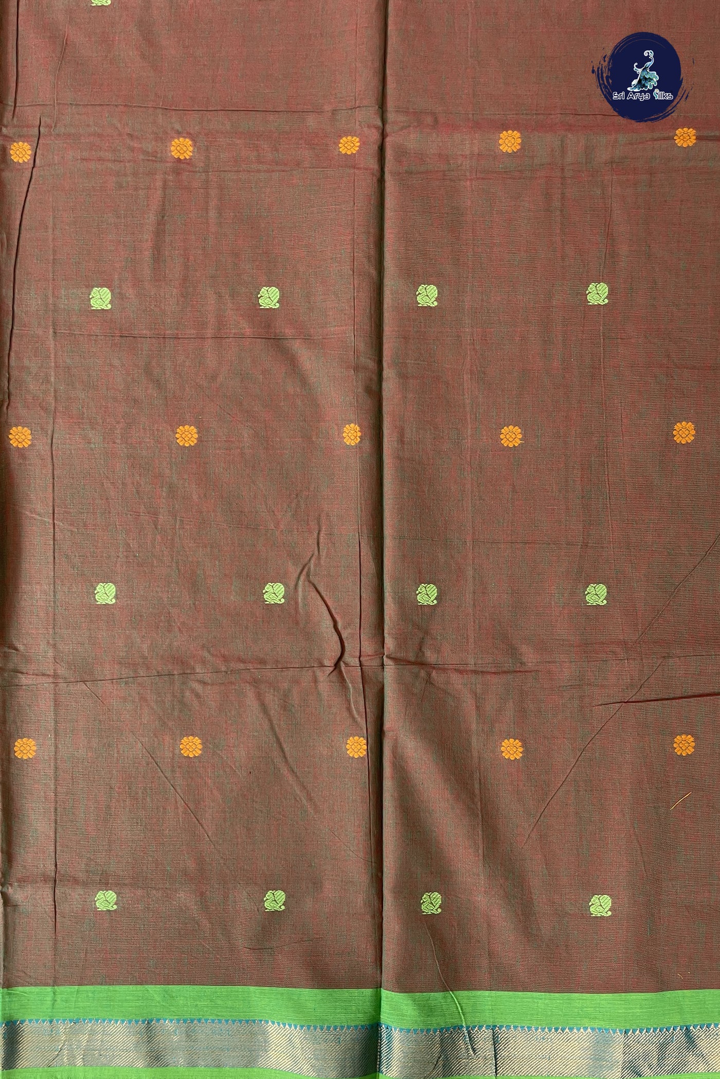Lite Mustard Orange Kanchi Cotton Saree With Buttas Pattern
